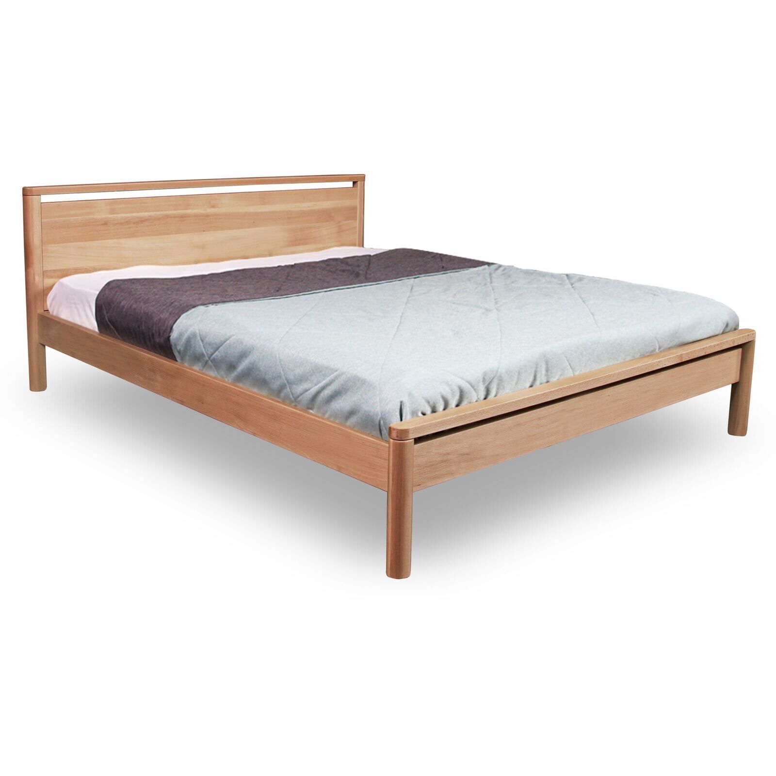 Lit Double Drop - 140 X 200 Cm - Bois Clair Et Bleu