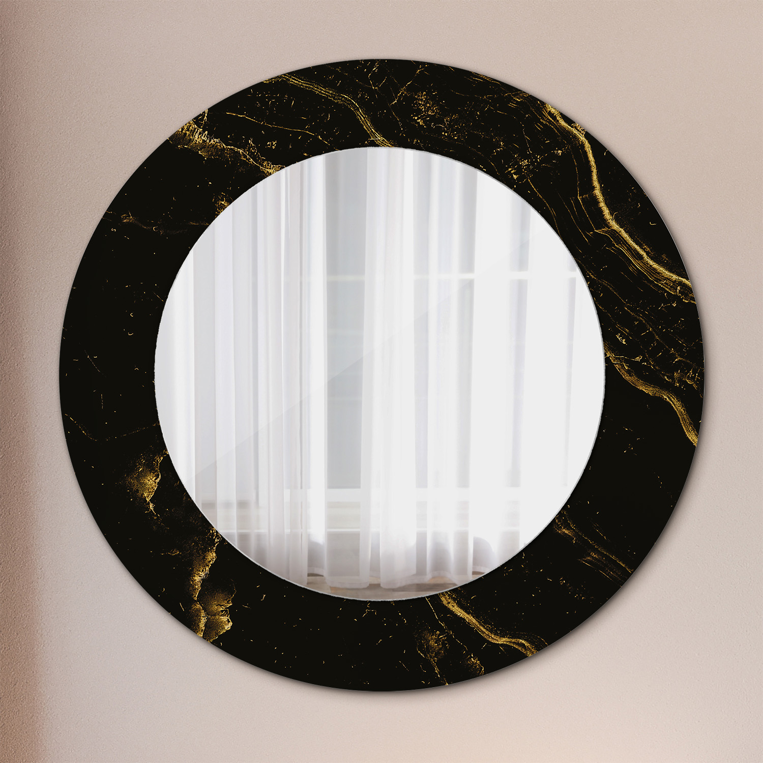 Miroir Mural Rond Décoratif Rouge Dans Le Cadre 50x36 Cm