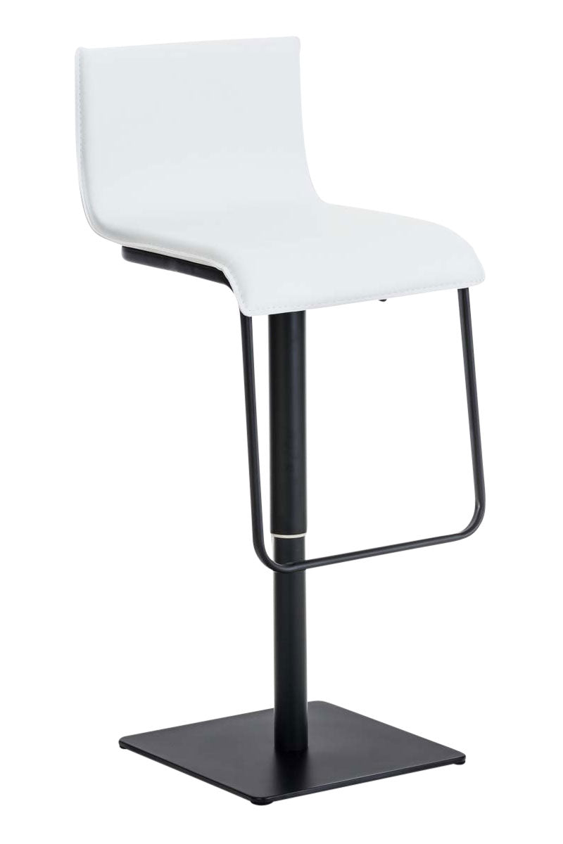 Tabouret De Bar X1 Chaise Haute Siège Pivotant En Pvc Blanc Support Métal Noir 10_0000857