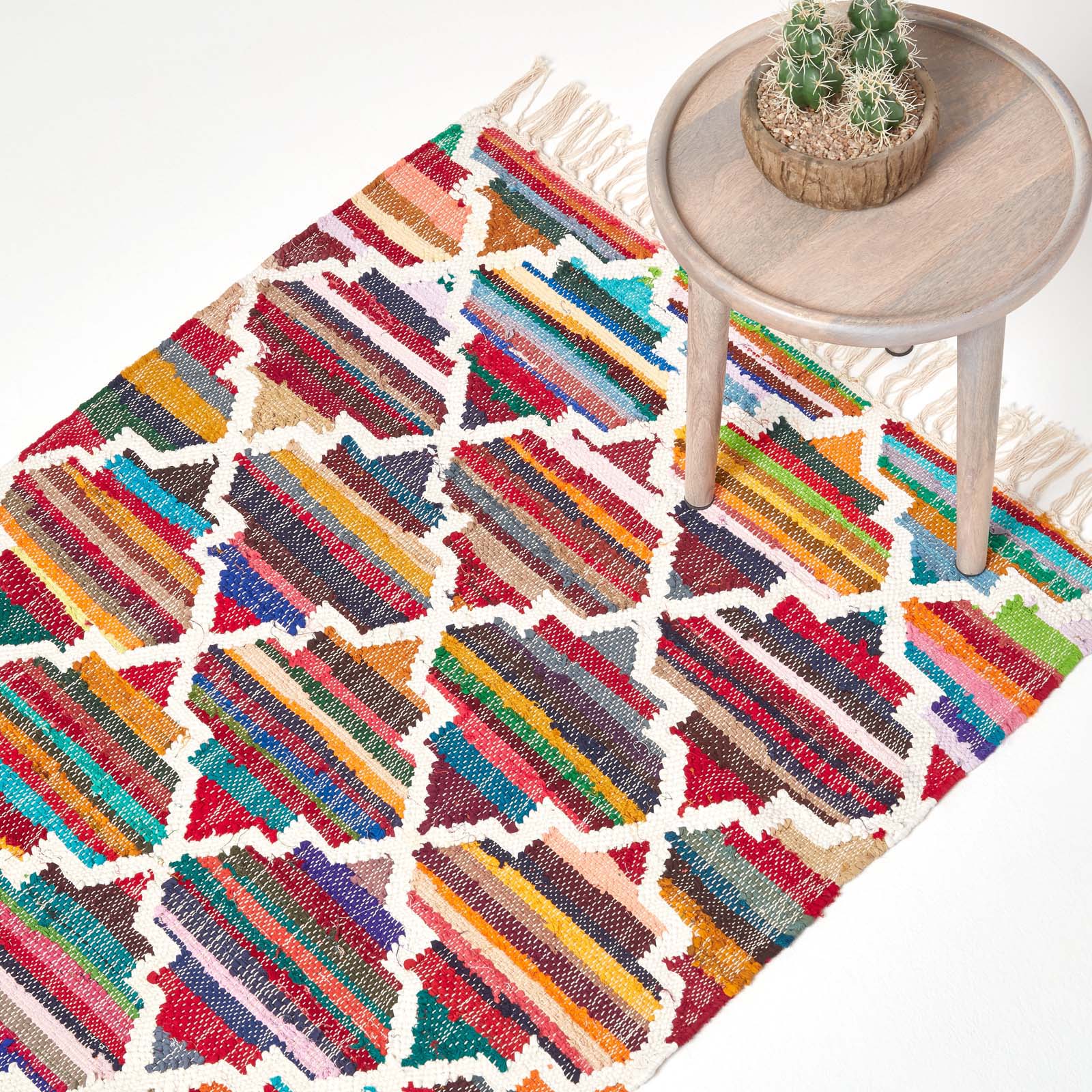 Tapis Kilim En Coton Chindi À Motif Géométrique Multicolore Amsterdam 120 - Homescapes