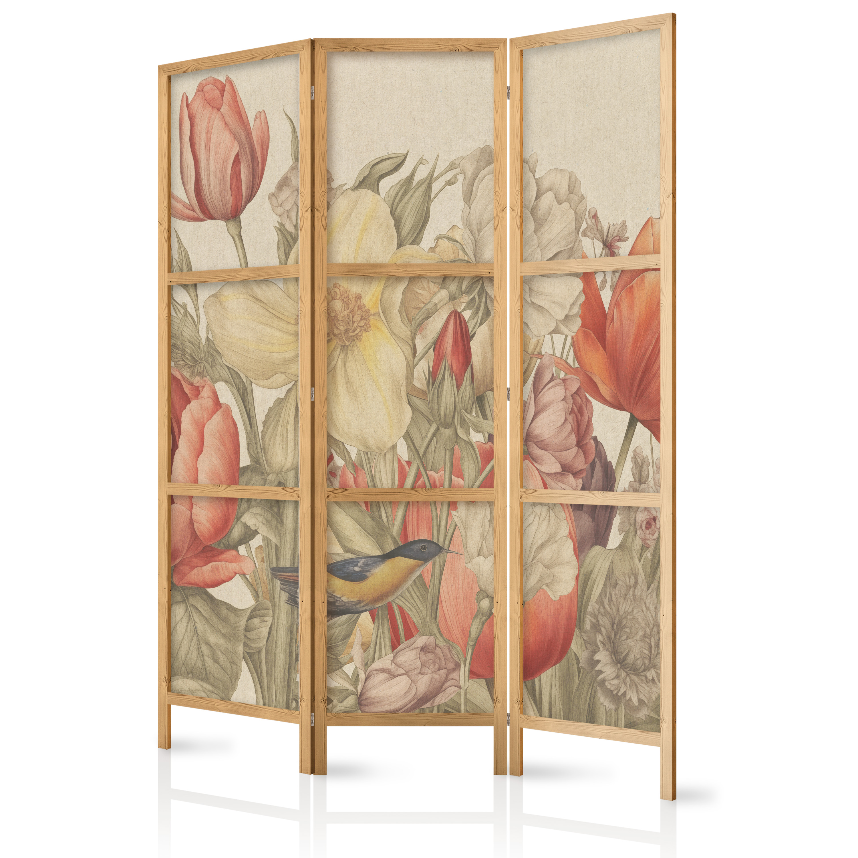 Paravent Japonais -fleurs Coloréesclair Illustration 135x172
