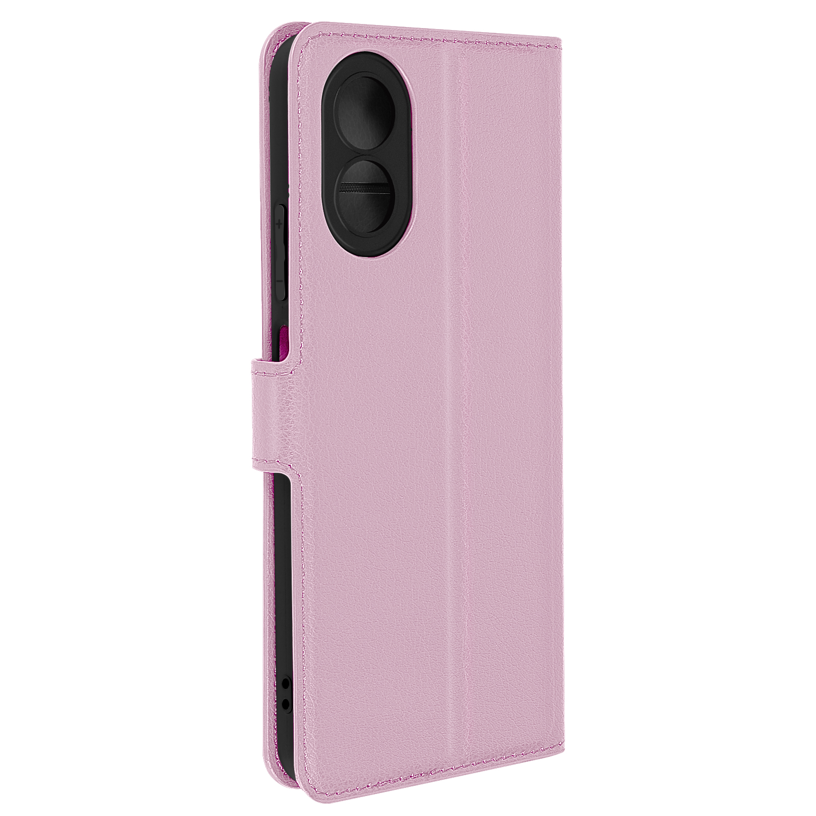 Étui Pour Oppo A38 Portefeuille Support Vidéo Languette Magnétique Rose Poudré