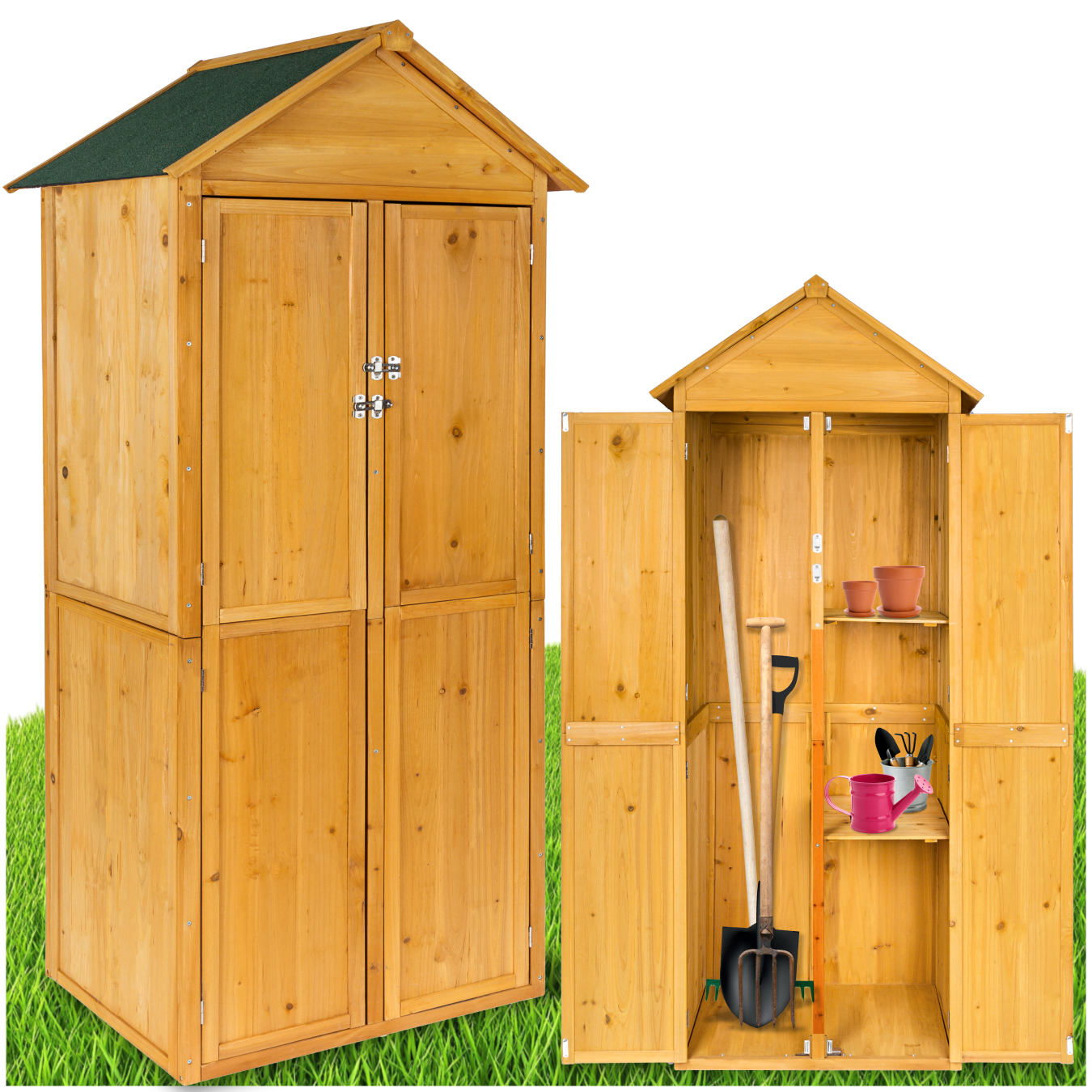 Armoire De Jardin Kadi 80,5 X 60 X 213,5 Cm En Bois Marron