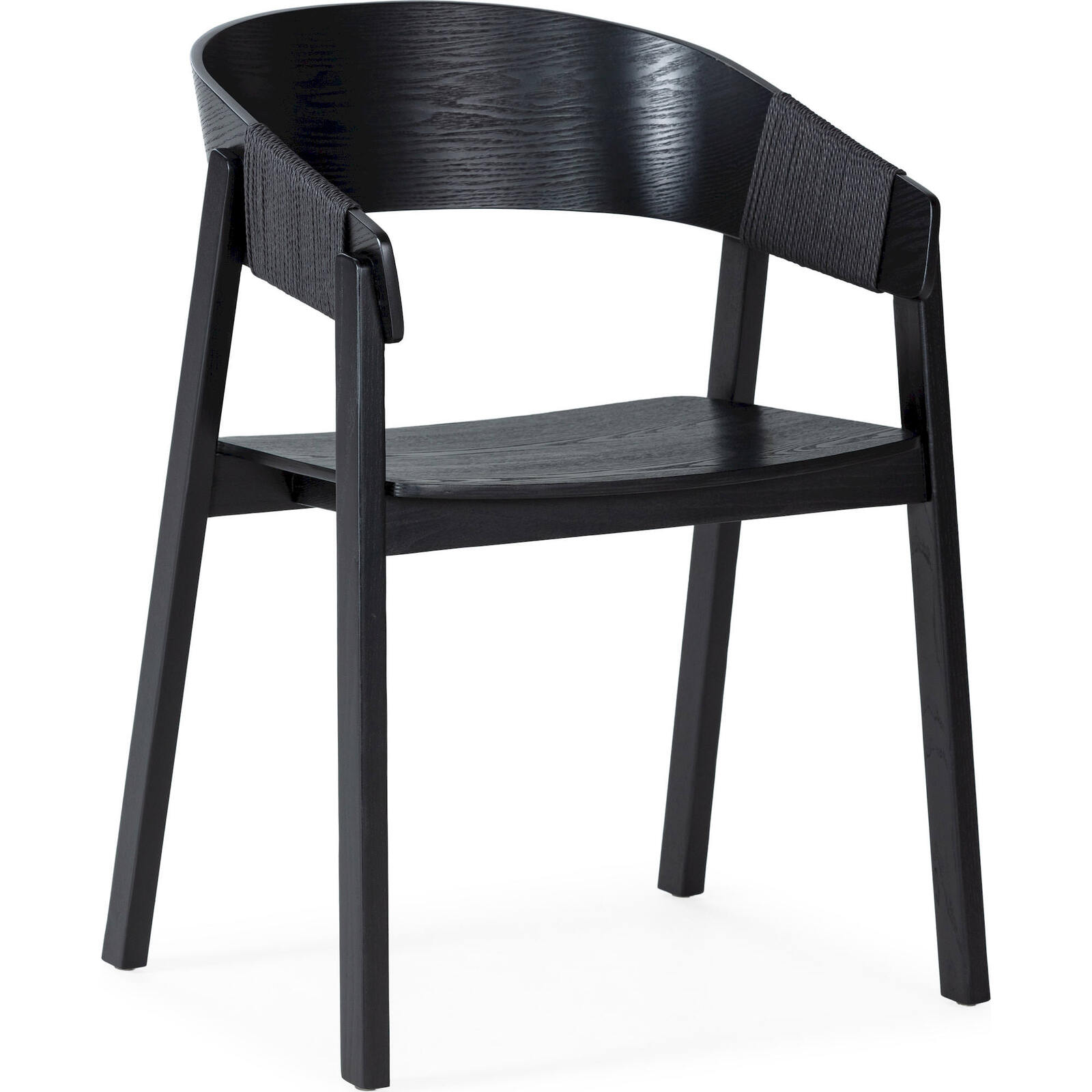 Chaise Design Noir En Chêne Et Corde - Chêne Noir Profond Et Accents Cordés