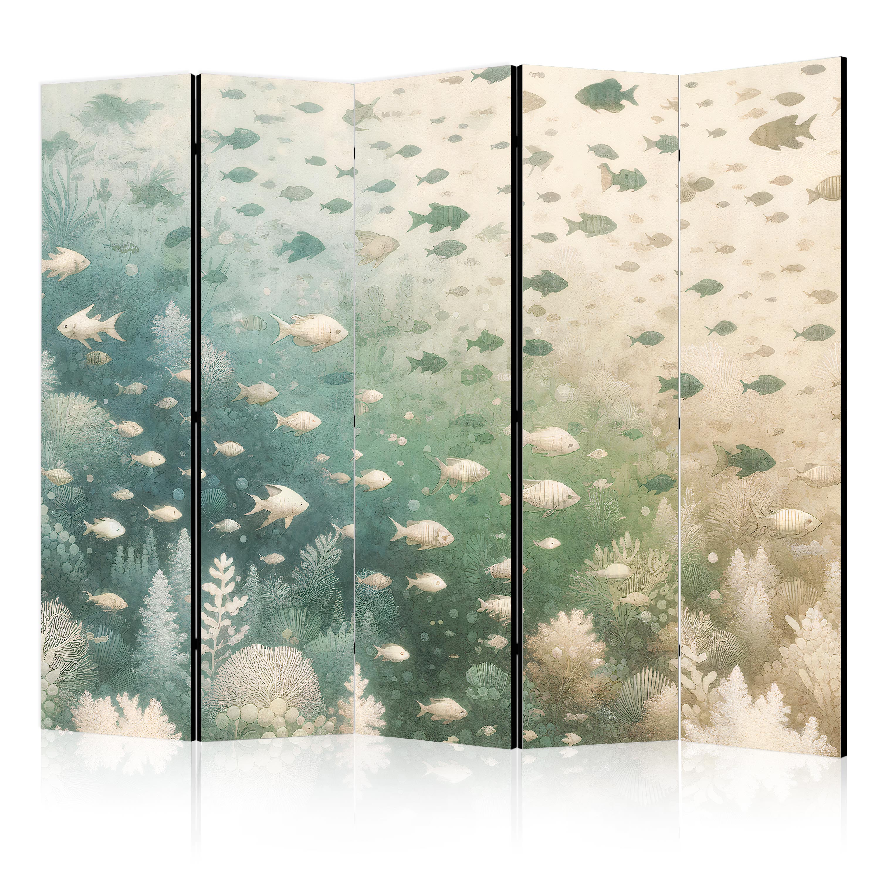Paravent -un Groupe De Poissons Parmi La Végétation Océanique 225x172