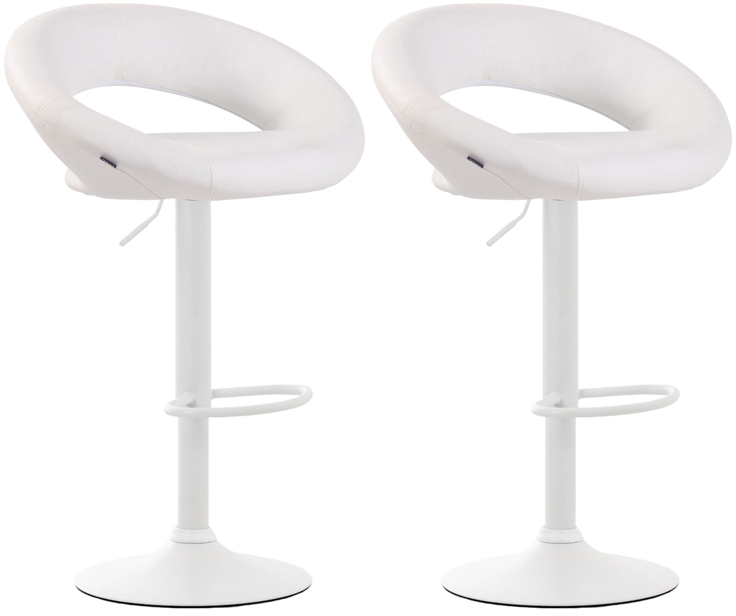 Lot De 2 Tabourets De Bar Olinda Simili Cuir Blanc Blanc