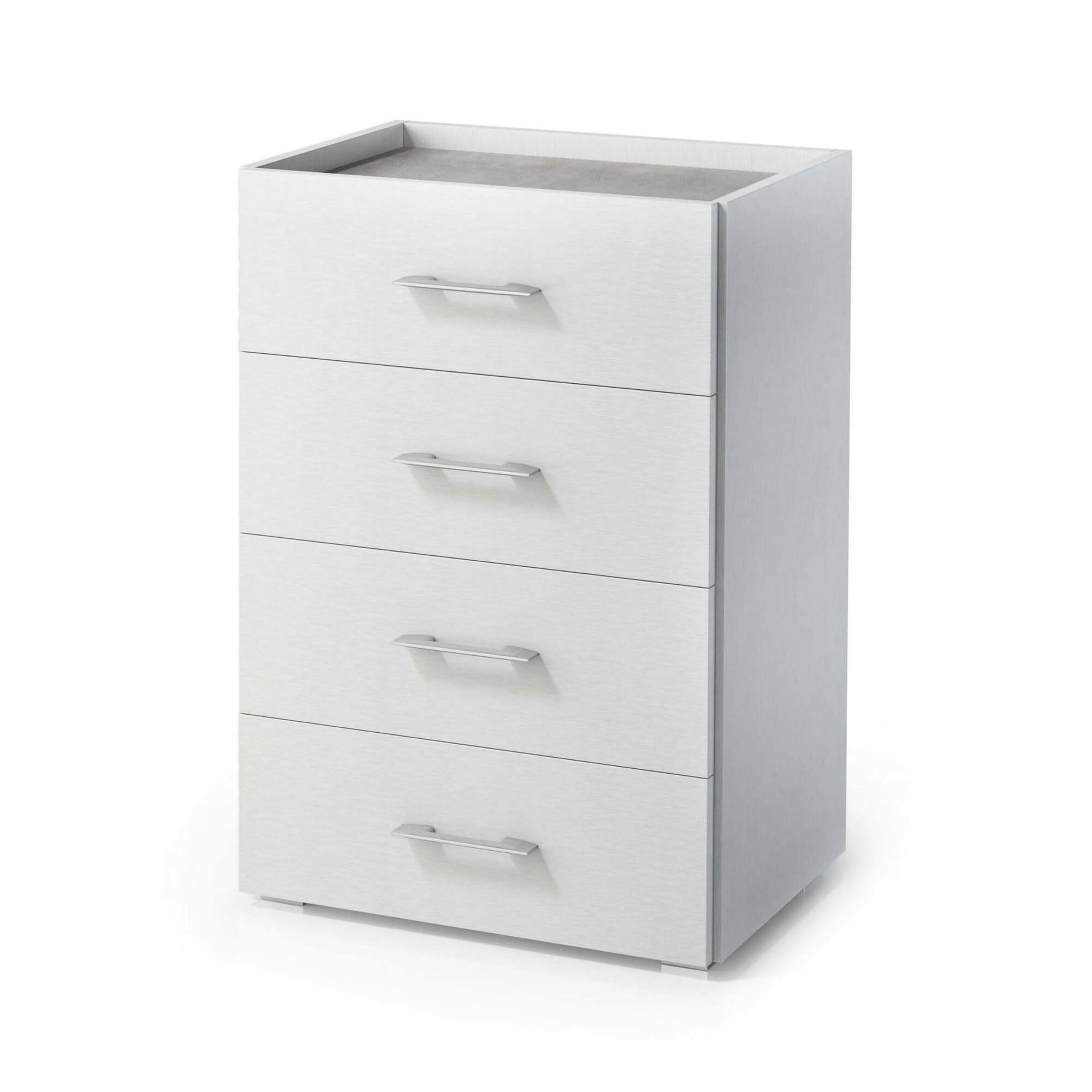 Commode Dacet, 50x41h87 Cm, Blanc Et Ciment