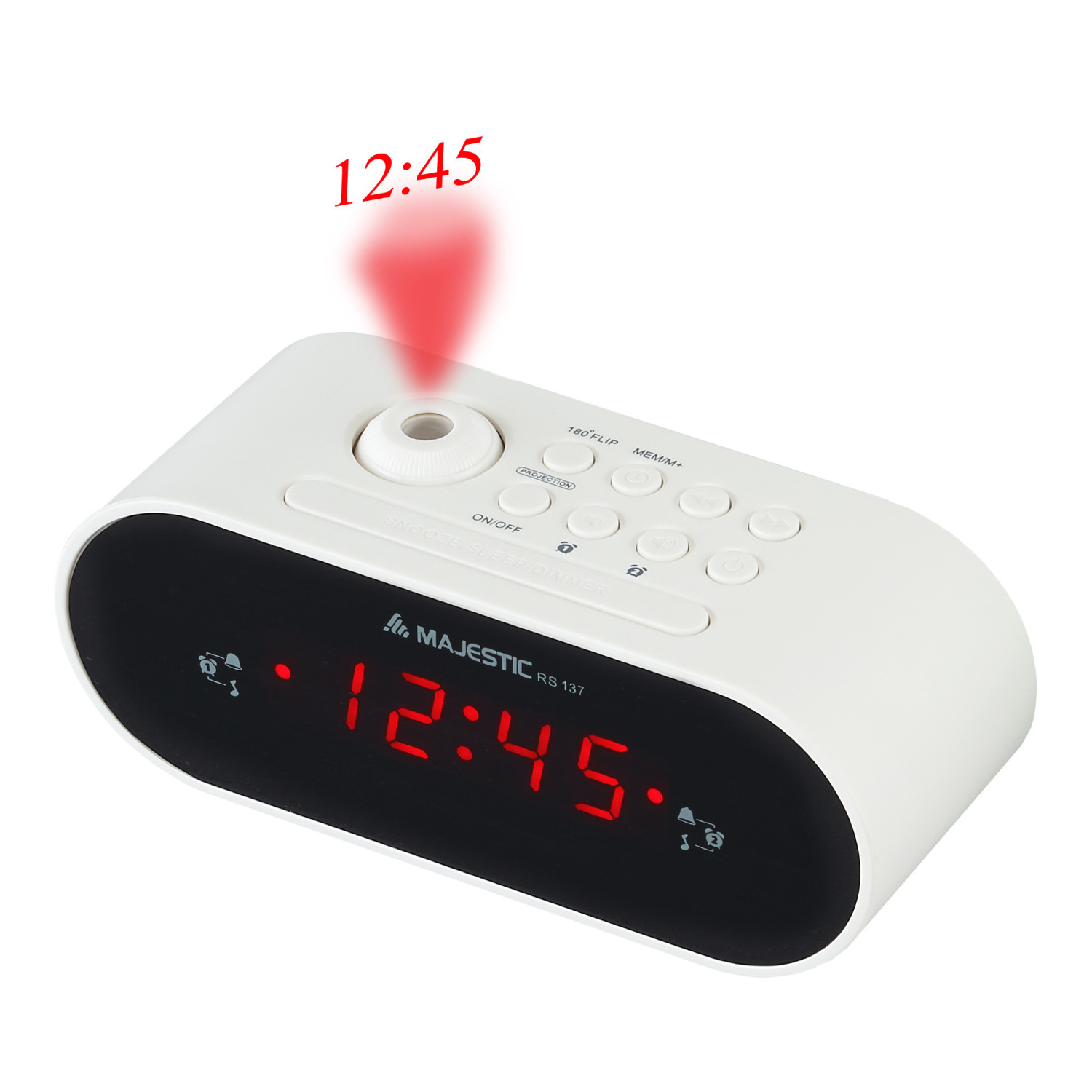 New Majestic Rs-137 Réveil Numérique Noir, Blanc