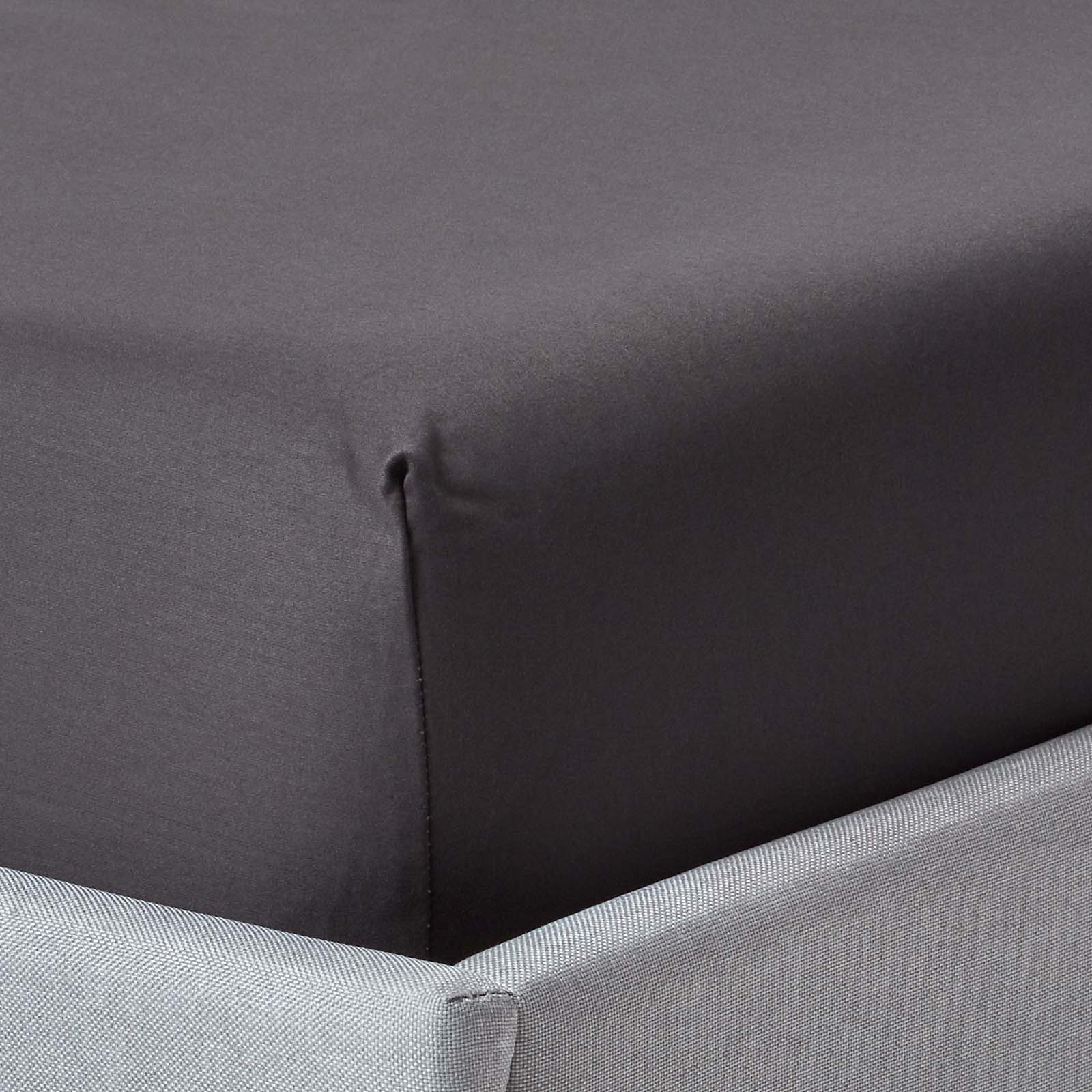 Drap-housse Premium 46cm 90x190cm Gris Coton Égyptien 1000tc Homescapes