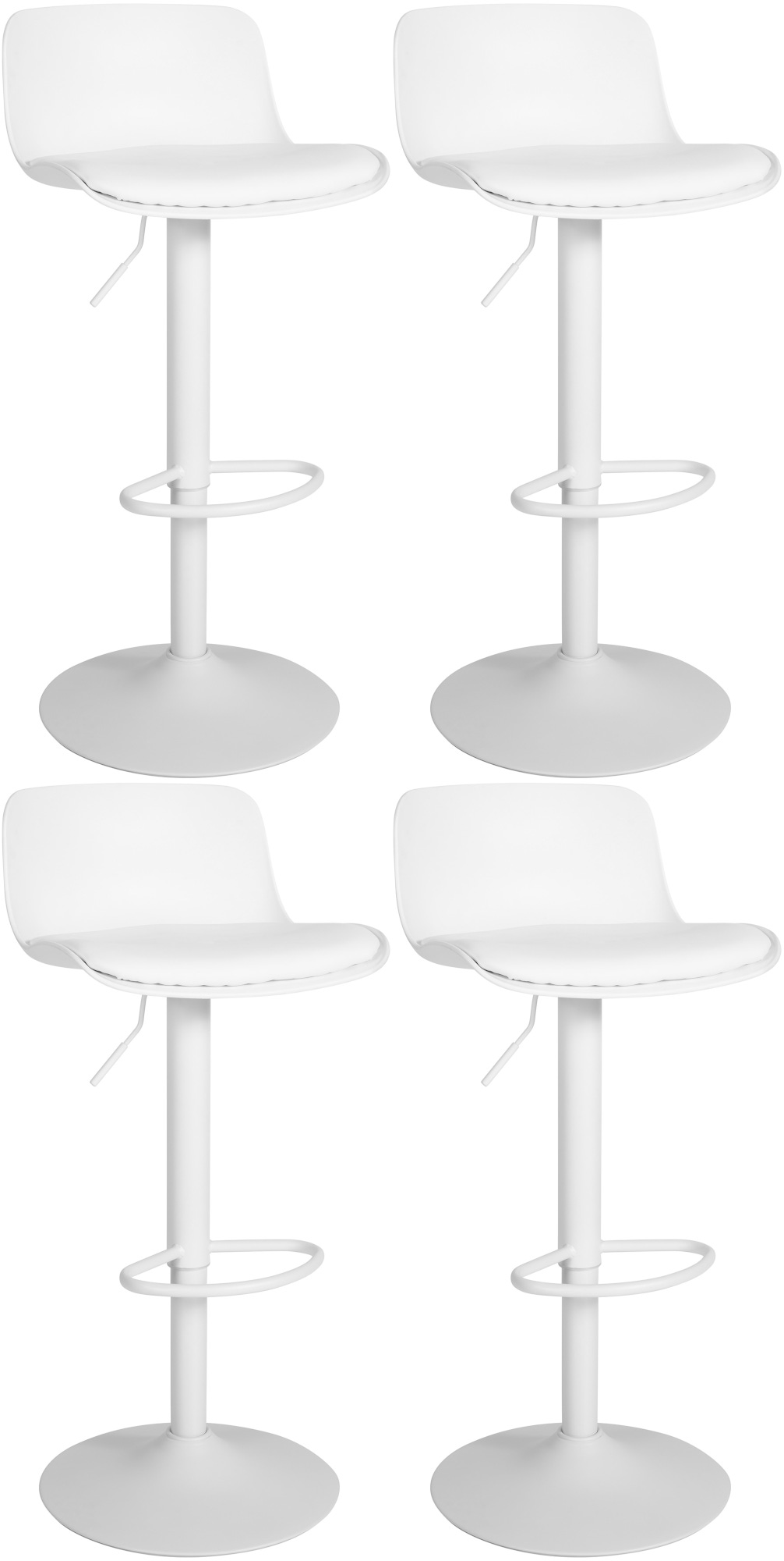 Lot De 4 Tabourets De Bar Almada Simili Cuir Blanc