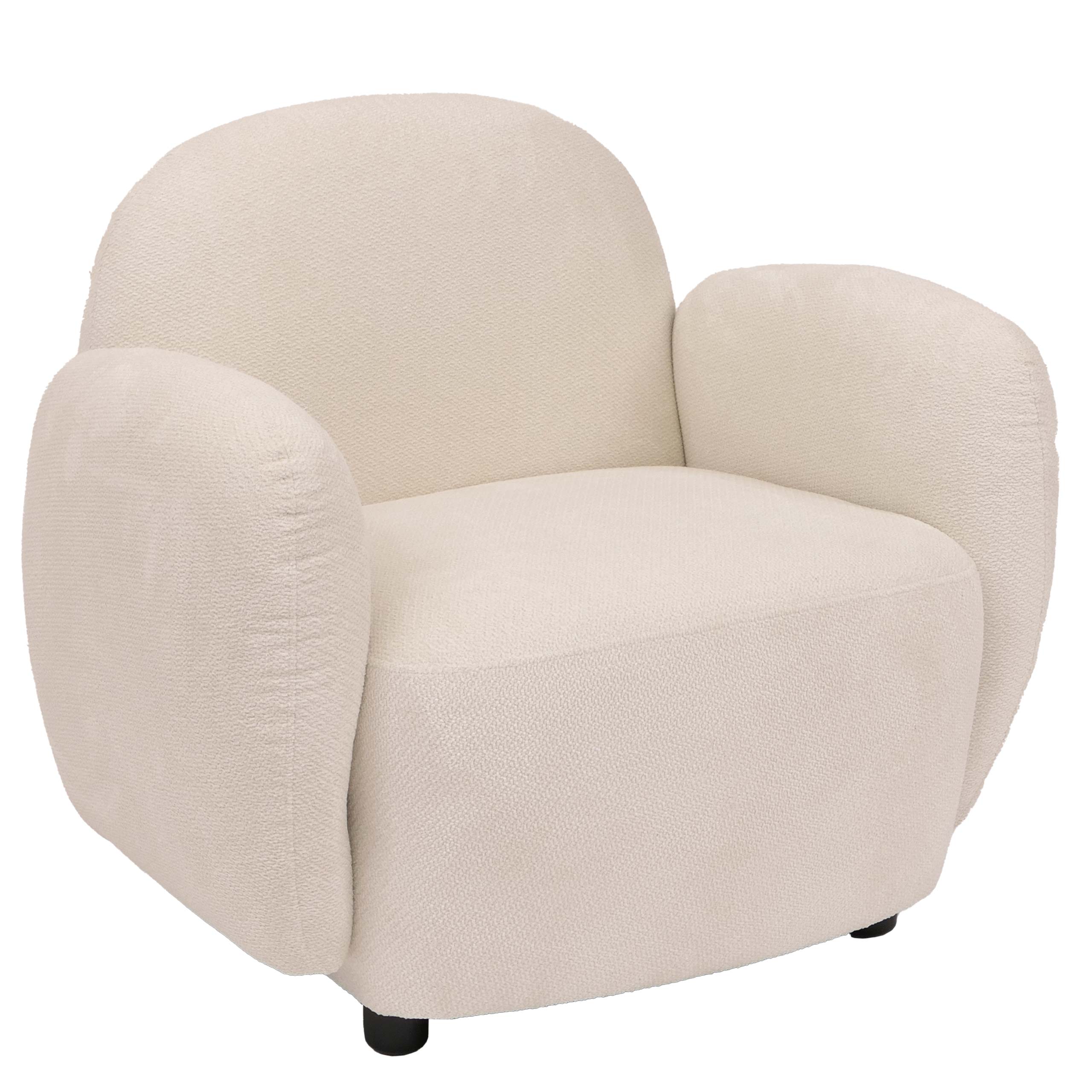 Fauteuil Lounge Design En Tissu Chenille Crème Fauteuil Relax Avec Accoudoirs Assise Rembourrée Confortable 04_0009029