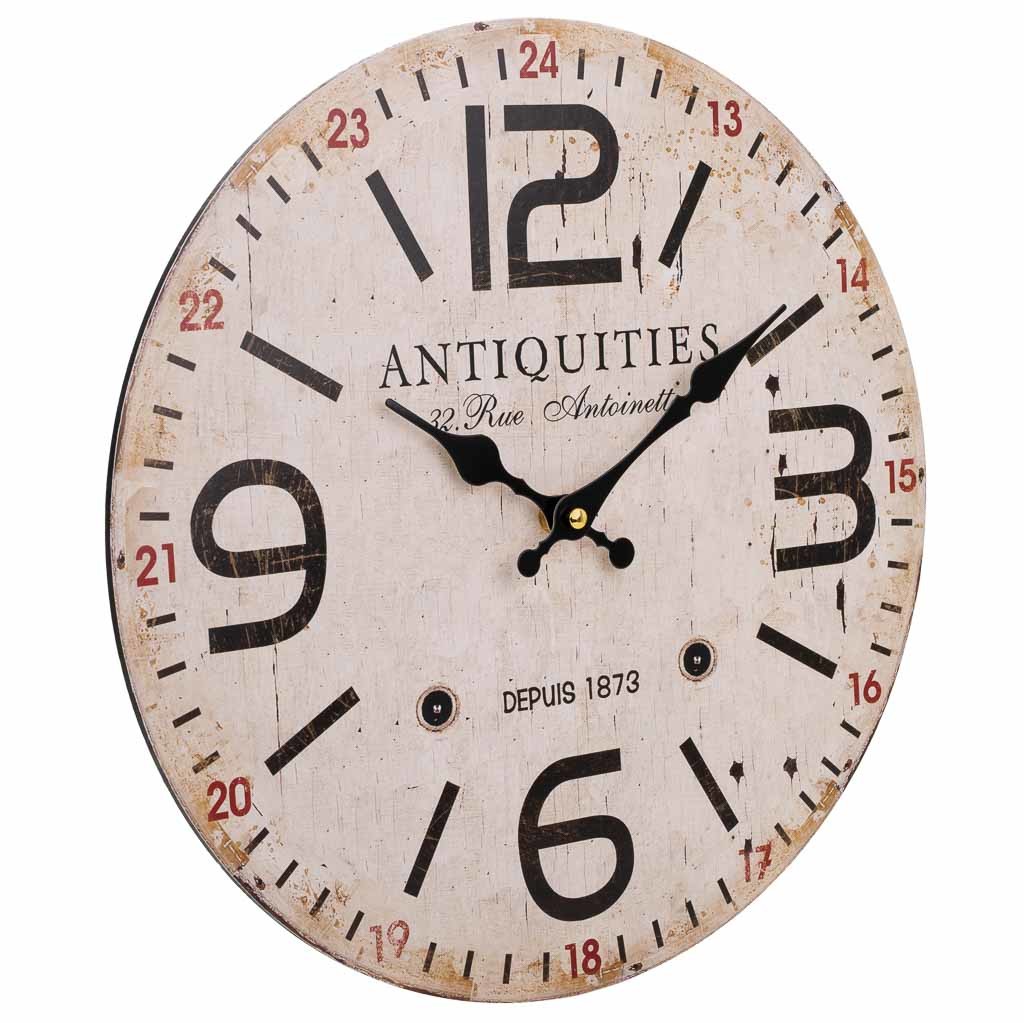 Horloge Murale En Bois Blanc D34x2h