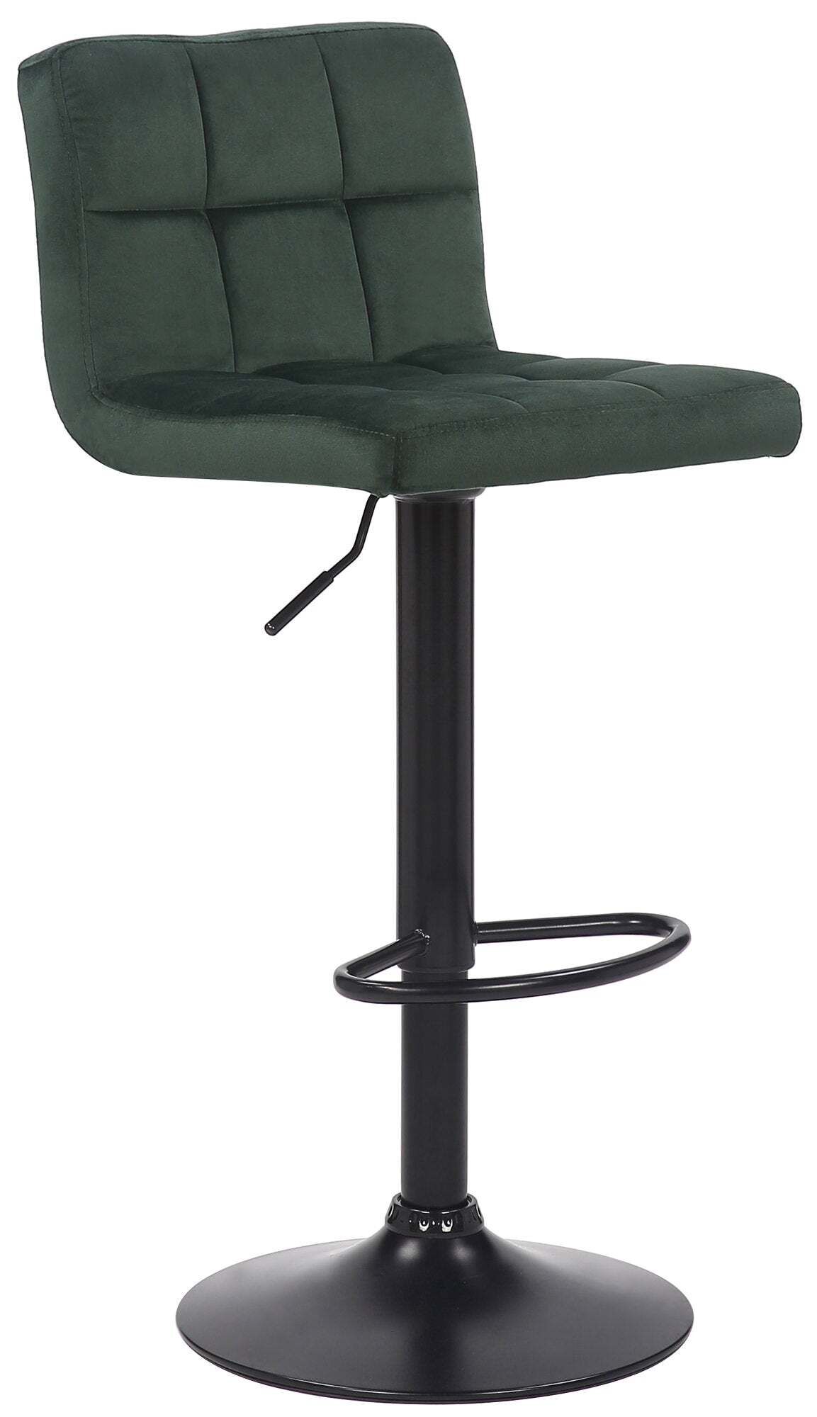 Tabouret De Bar En Velours Vert Avec Pieds En Métal Noir Assise Rembourée Repose-pieds Tdb10177