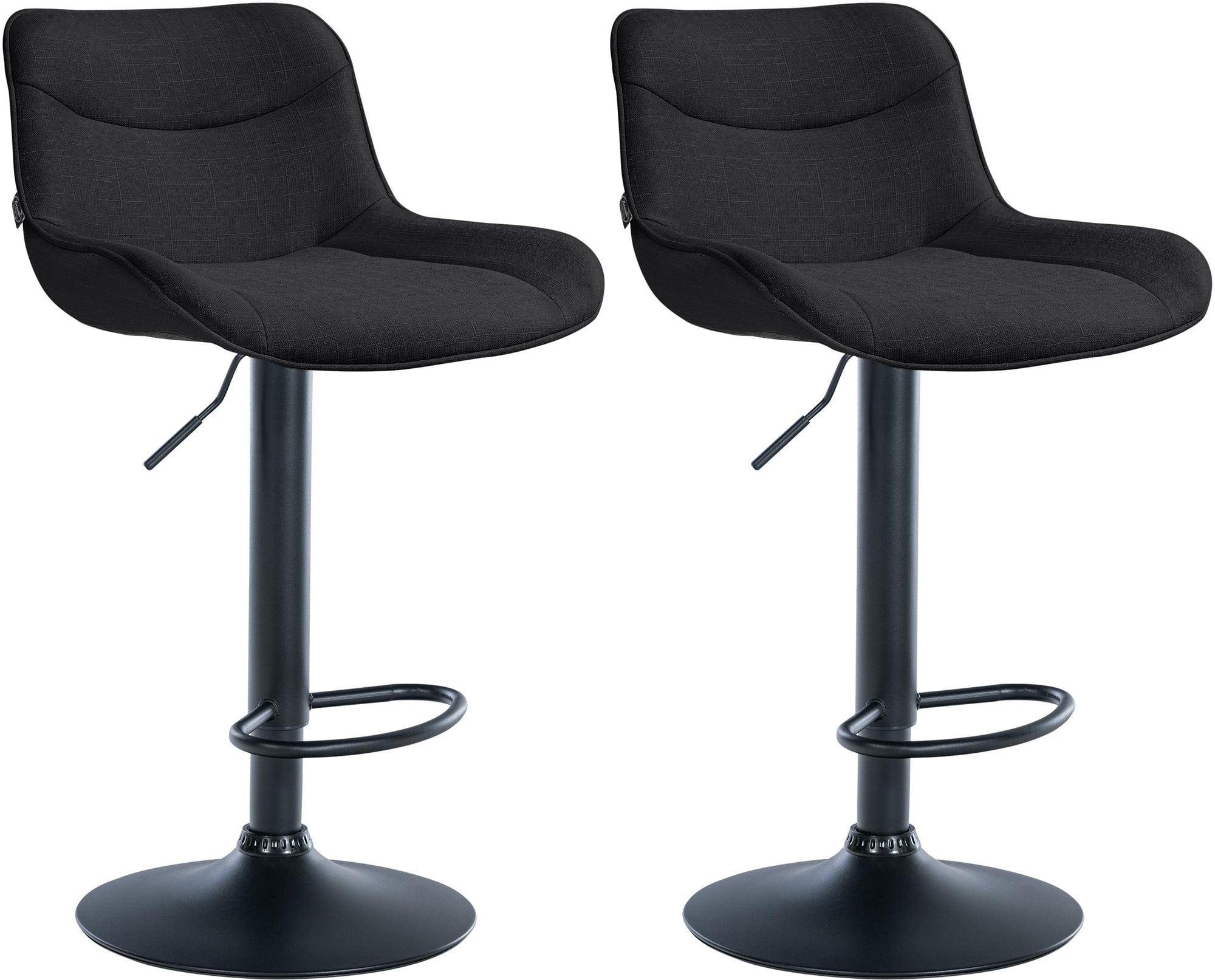 Lot De 2 Tabourets De Bar X1 Avec Coutures Décoratives En Tissu Noir Pied 10_0004461