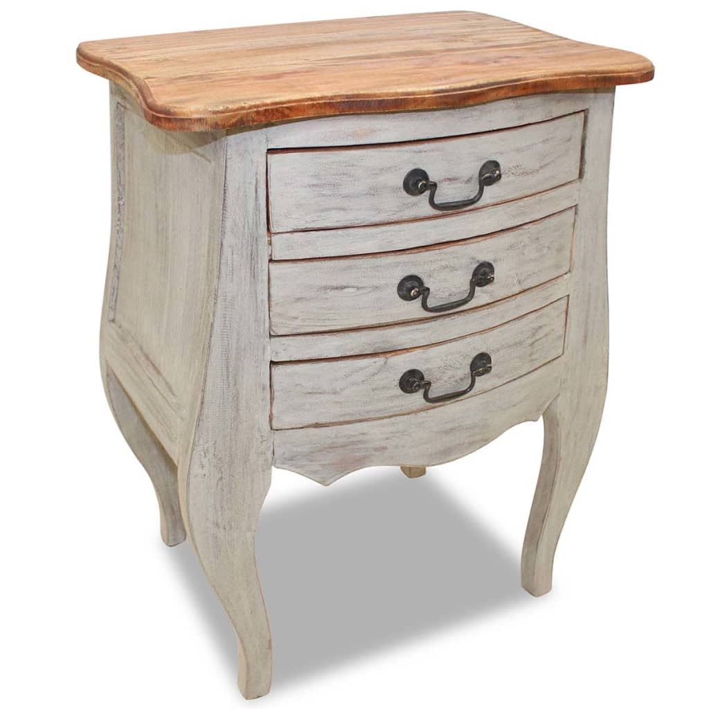 Table De Chevet Avec 3 Tiroirs En Bois D'acajou Massif 48 X 35 X Dec033528