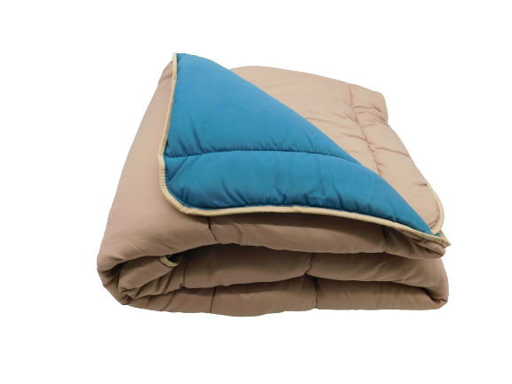 Couette Tempérée Sable/bleu Canard - 1 Personne 140x200 - Mi Saison - Mortreux