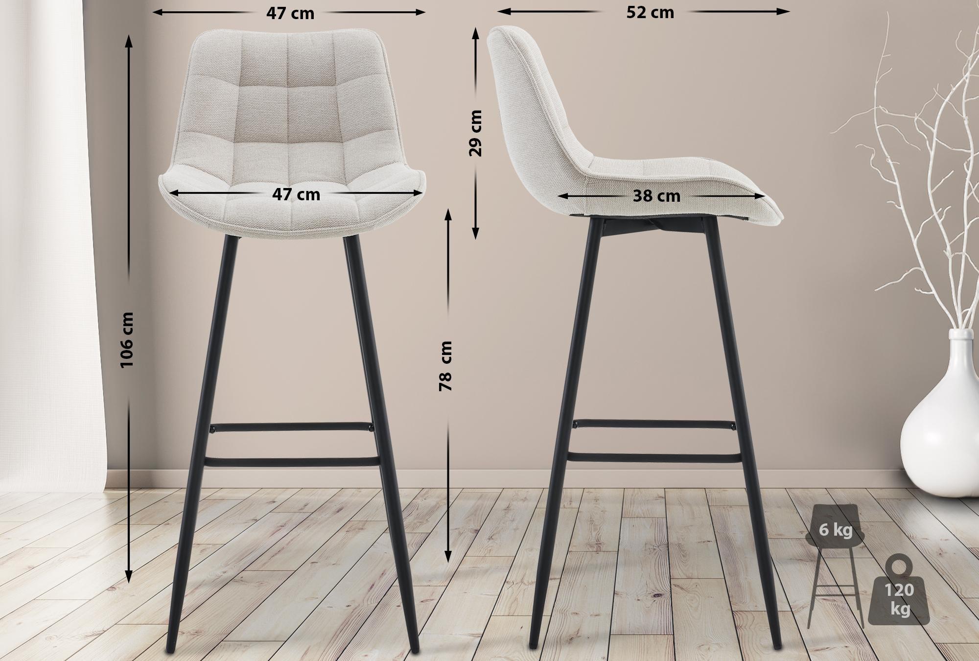 Tabouret De Bar Tissu Dartford Crème
