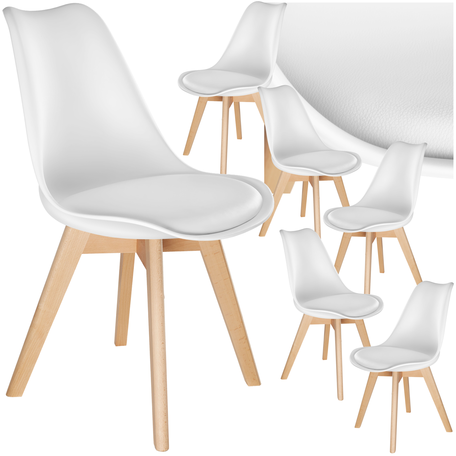 Lot 6 Chaises Salle À Manger Style Scandinave Forme Ergonomique Blanc