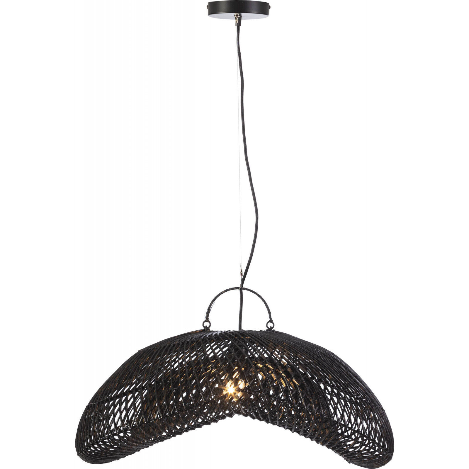 Suspension Élégante En Rotin Noir Design - Noir Ébène Tressé