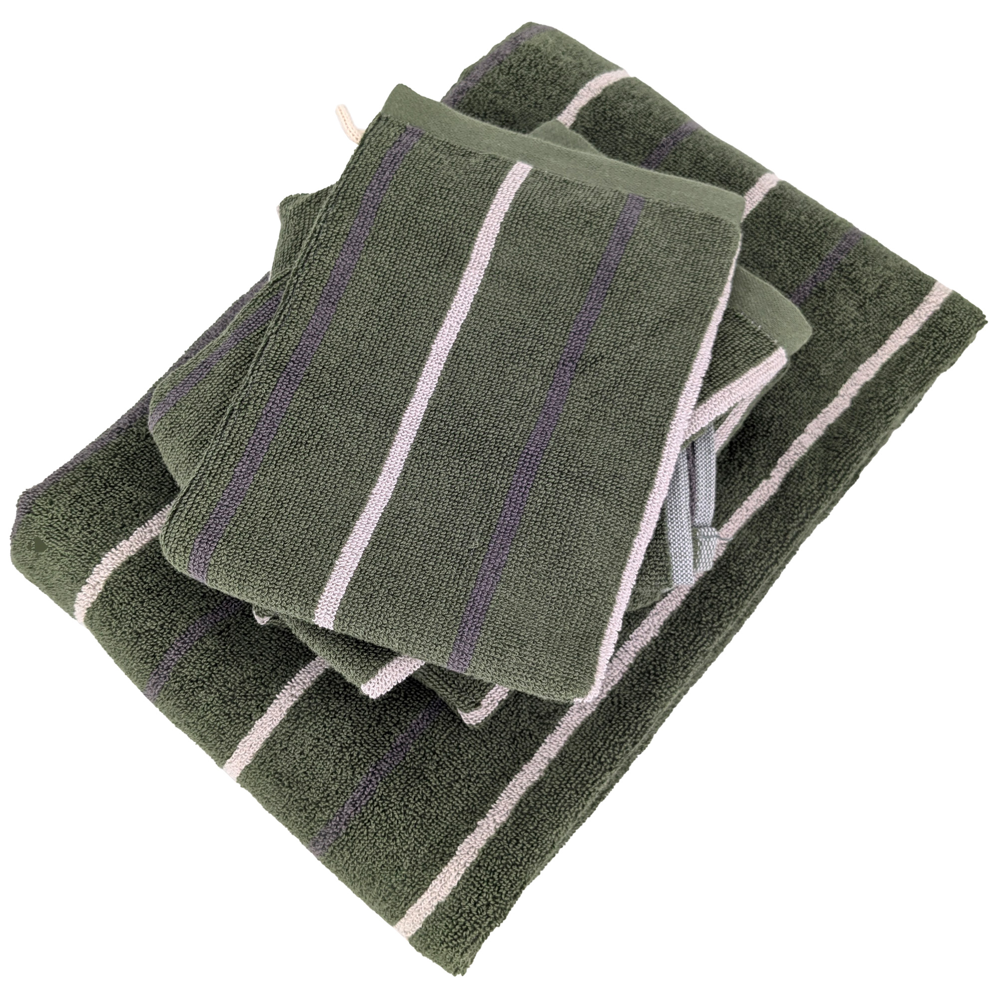 Parure De Bain 5 Pièces Bold Éponge En Coton 500 G/m² Vert Kaki