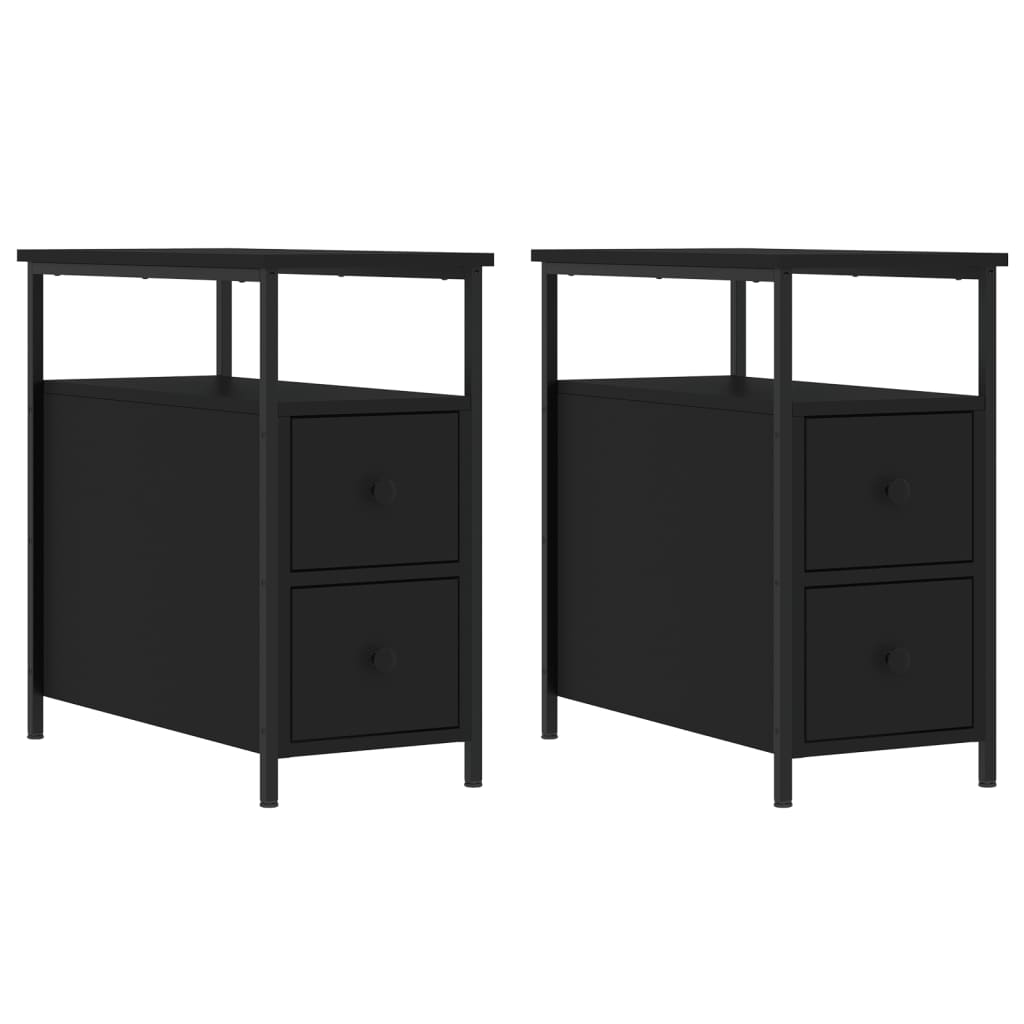 Lot De 2 Tables De Chevet Avec Deux Tiroirs Et Étagère 30 X 60 Dec035458