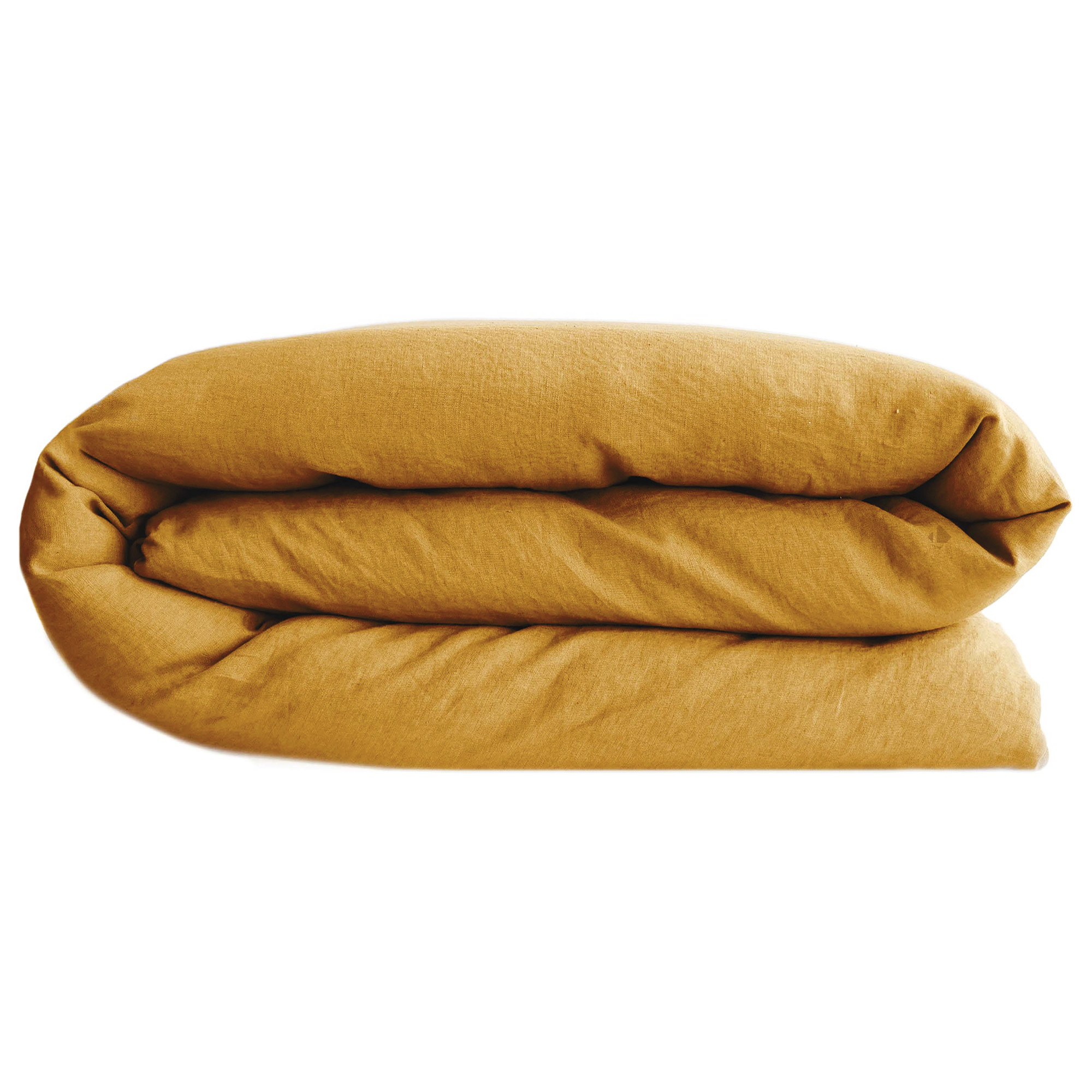 Housse De Couette Palace Pur Coton Lavé 260x240 Cm Uni Jaune Curry