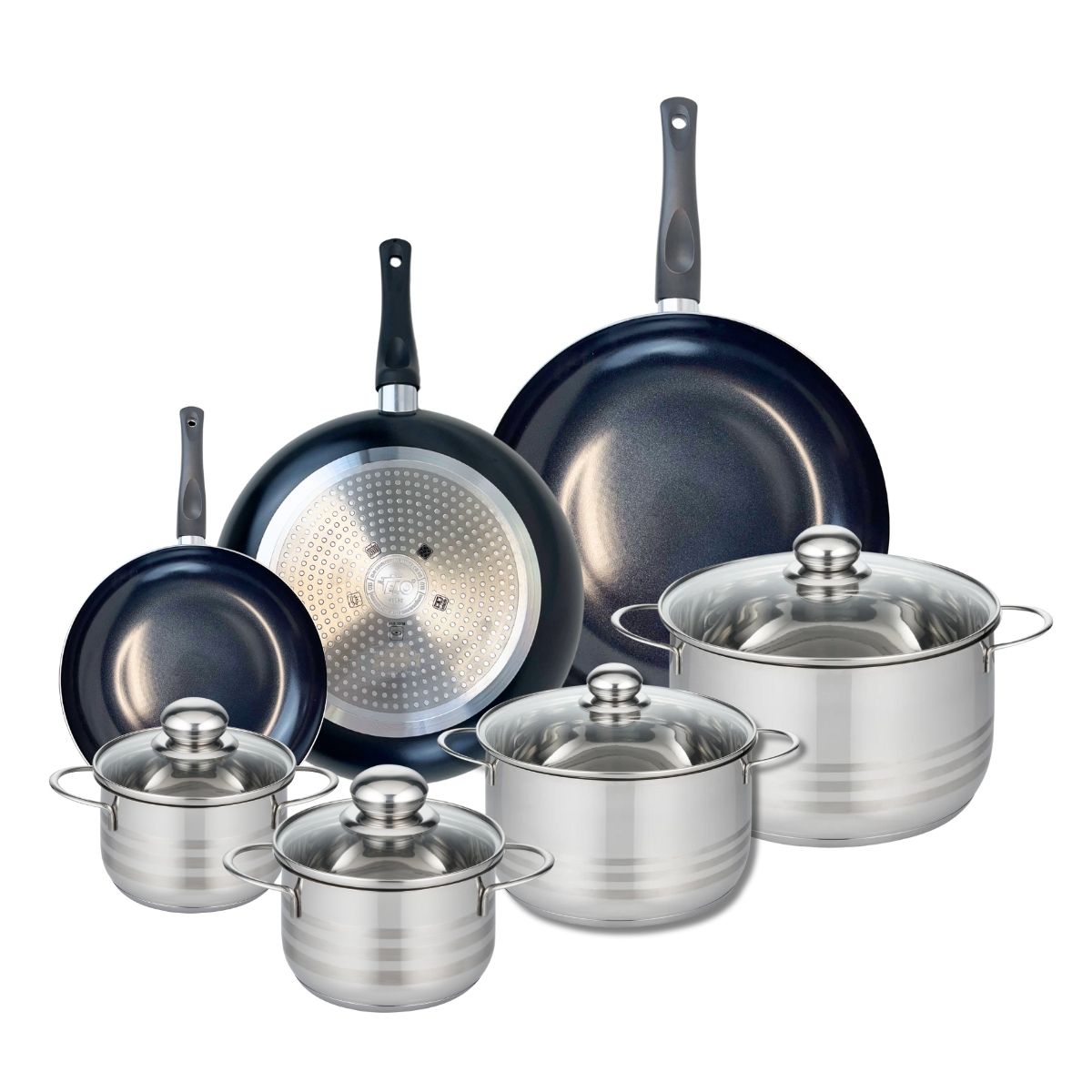 3 Poêles 20/28/32cm + 4 Faitouts 14/16/20/24cm Prima Brillant