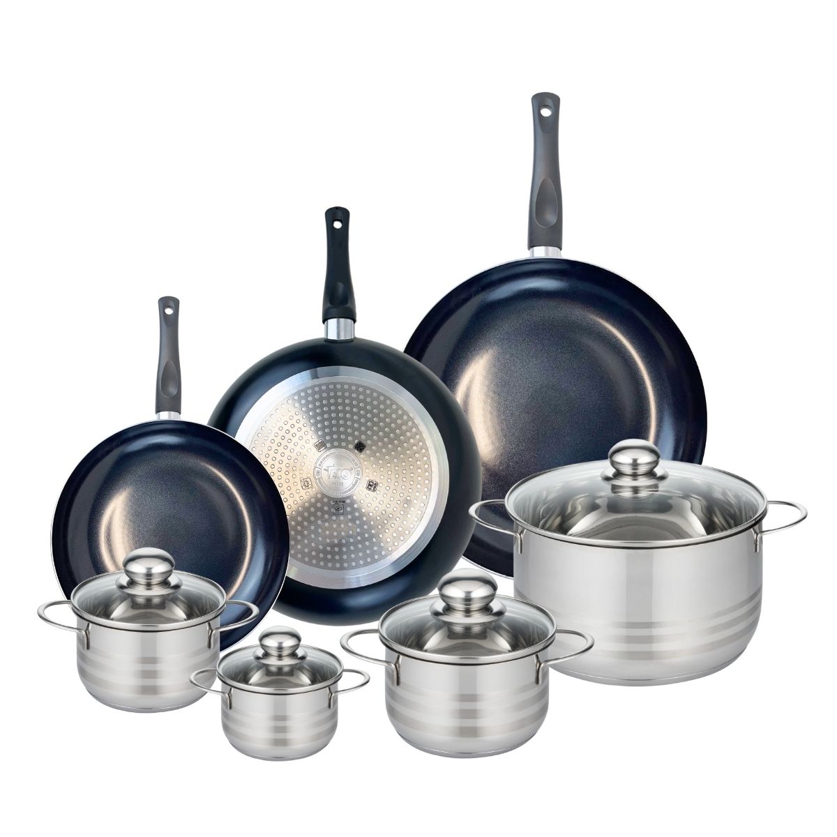 3 Poêles 24/28/32cm + 4 Faitouts 12/14/16/24cm Prima Brillant
