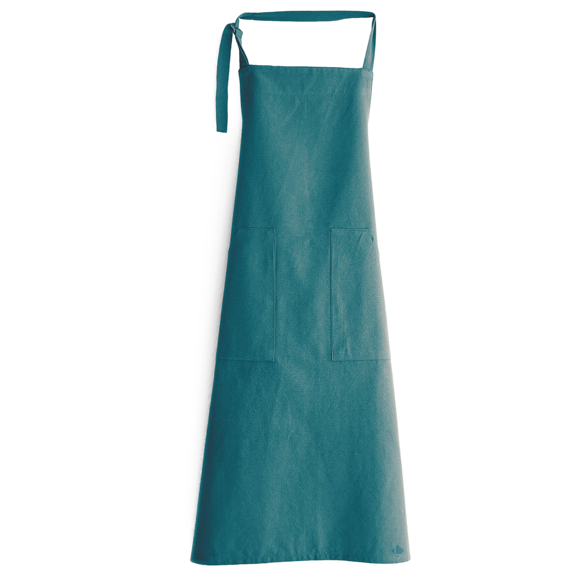 Tablier De Cuisine Double Poche Coton 70x90 Cm Hono Bleu Canard