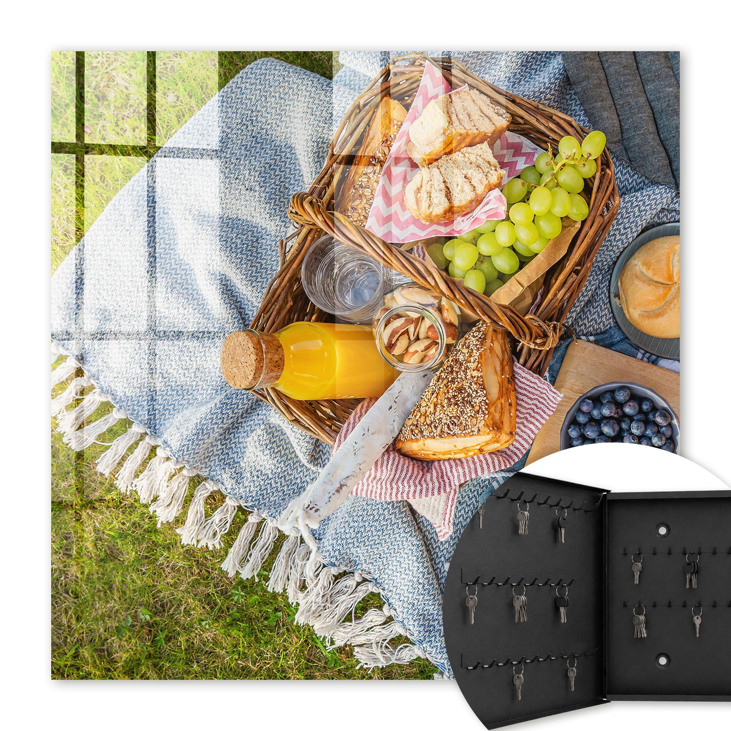 Armoire À Clés - (30 Cm X 30 Cm) - Boîte À Clés Murale - Coffret De Rangement Pour Clés - Couleur Noire - Ouverture Vers La Gauche - Pour Maison Et Bureau - Un Pique-nique Idyllique