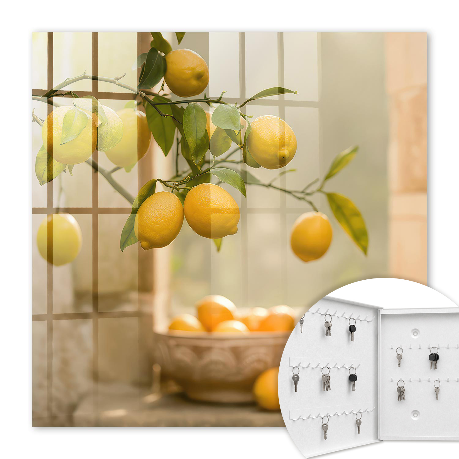 Armoire À Clés - (30 Cm X 30 Cm) - Boîte À Clés Murale - Coffret De Rangement Pour Clés - Couleur Blanche - Ouverture Vers La Gauche - Pour Maison Et Bureau - Charme Citronné
