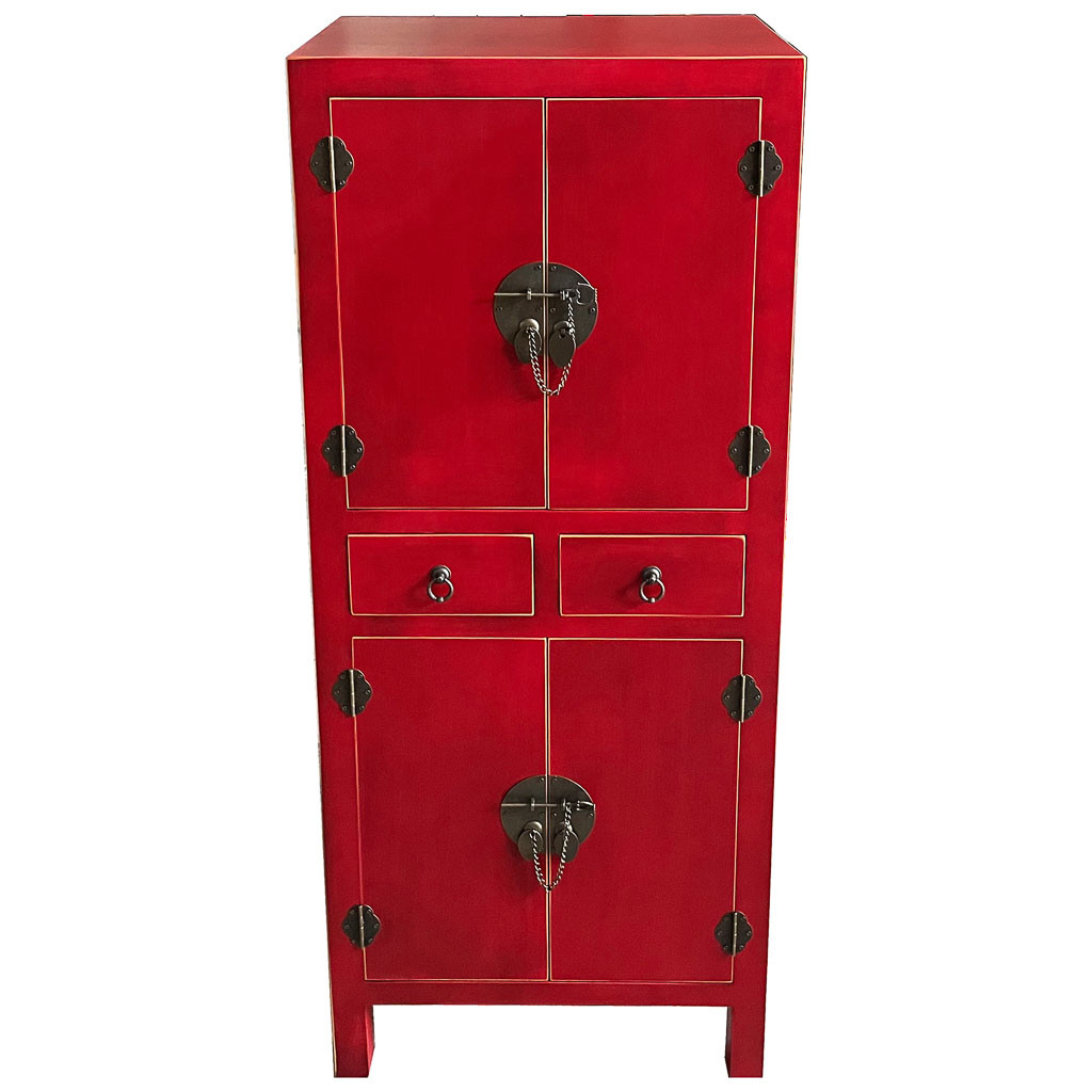 Armoire En Bois Avec 2 Tiroirs Et 4 Portes 50x34,5x121h Cm