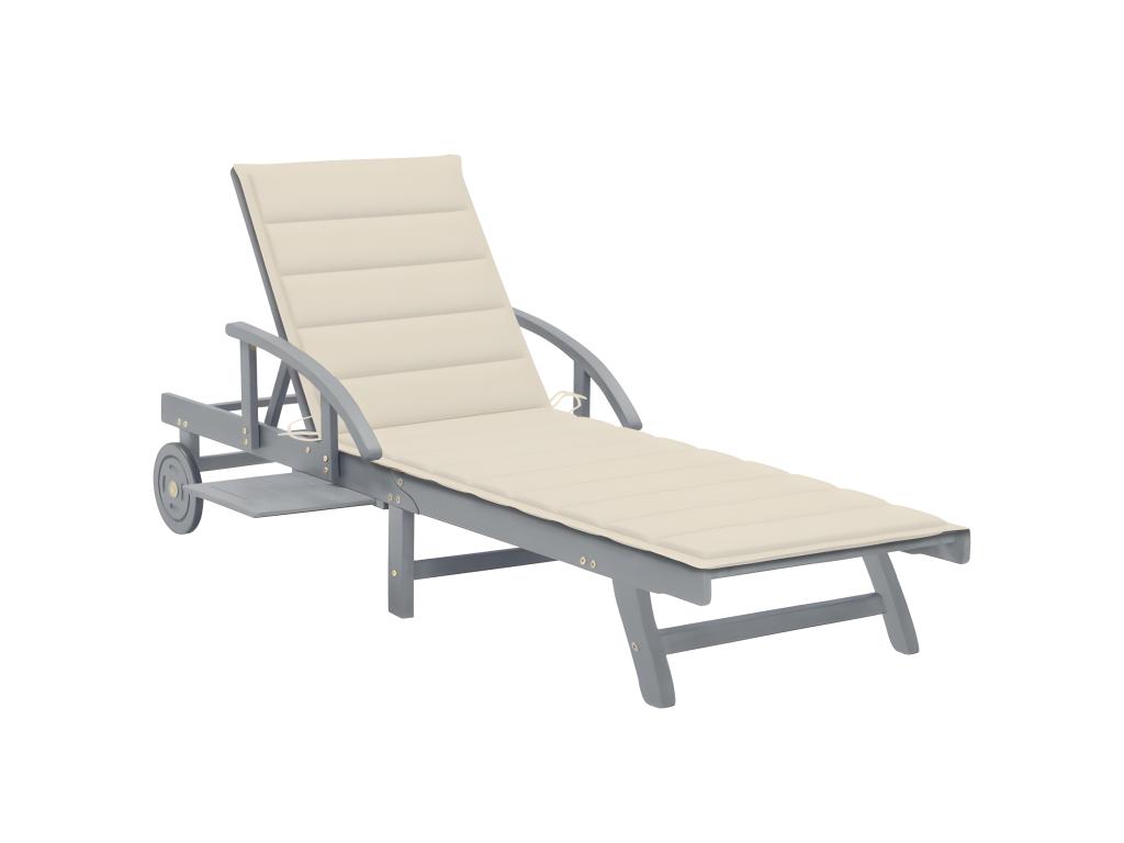 Transat Chaise Longue Bain De Soleil Lit De Jardin Terrasse Meuble D'extérieur Avec Coussin Bois D'acacia Solide 02_0012