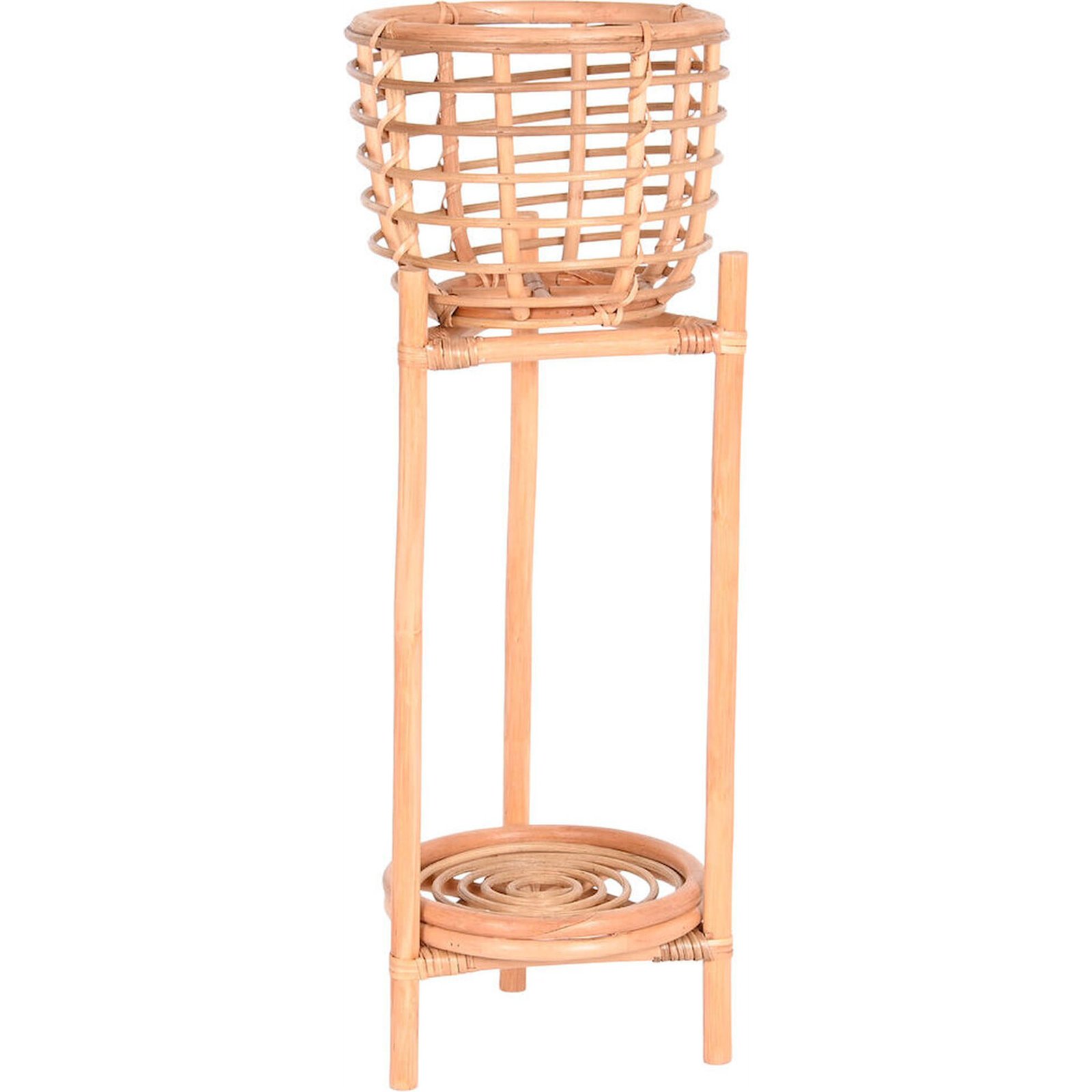 Support À Plante En Rotin Naturel Style Balinais Élégant - Rotin Naturel Clair