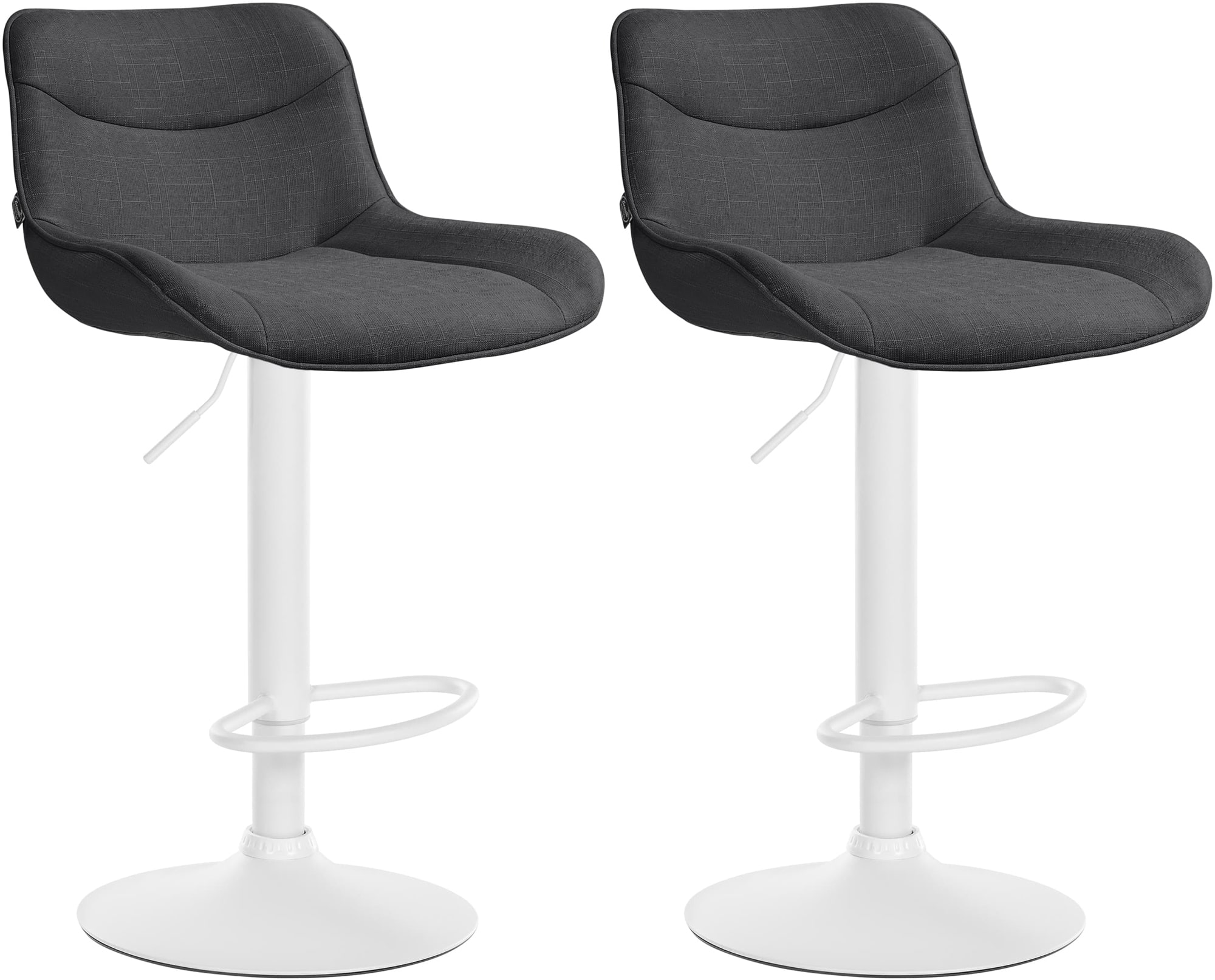 Lot De 2 Tabourets De Bar Vonore Tissu Blanc Gris Foncé