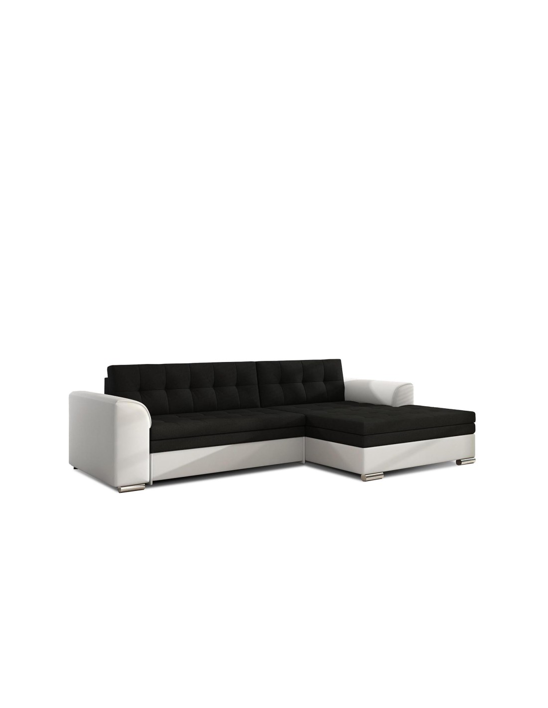 Canapé D'Angle Convertible Conforto 4 Places Noir Et Blanc - Angle Droit