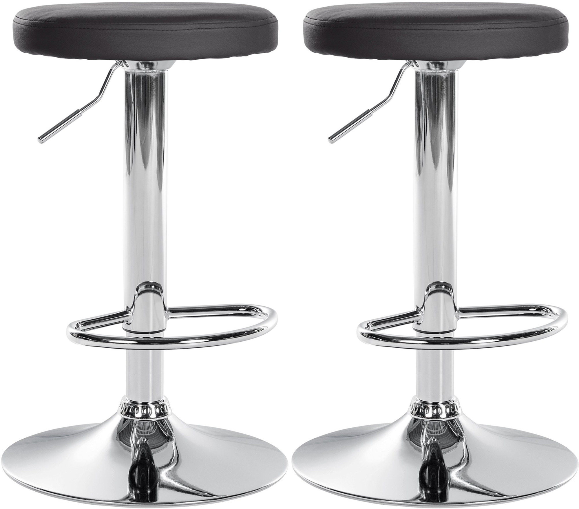 Lot De 2 Tabourets De Bar Ponte Simili Cuir Chromé Noir
