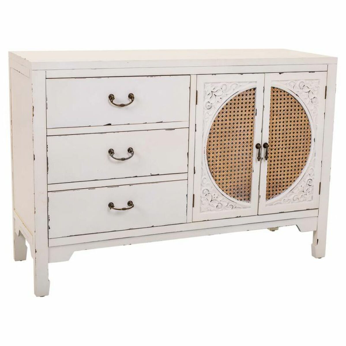 Buffet Alexandra House Living Blanc Rotin Bois D'épicéa 36 X 73 X 106 Cm