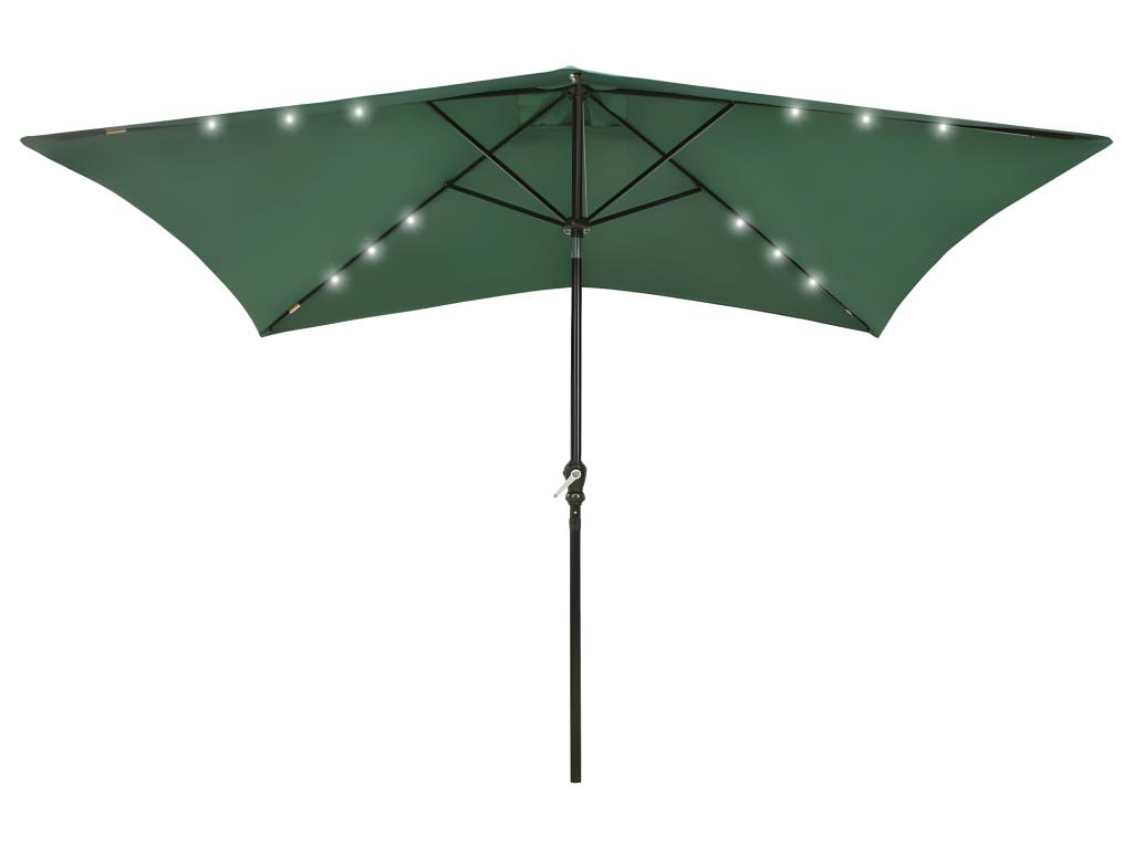Parasol Avec Led Et Mât En Acier Vert 2 X 3 M 02_0008073