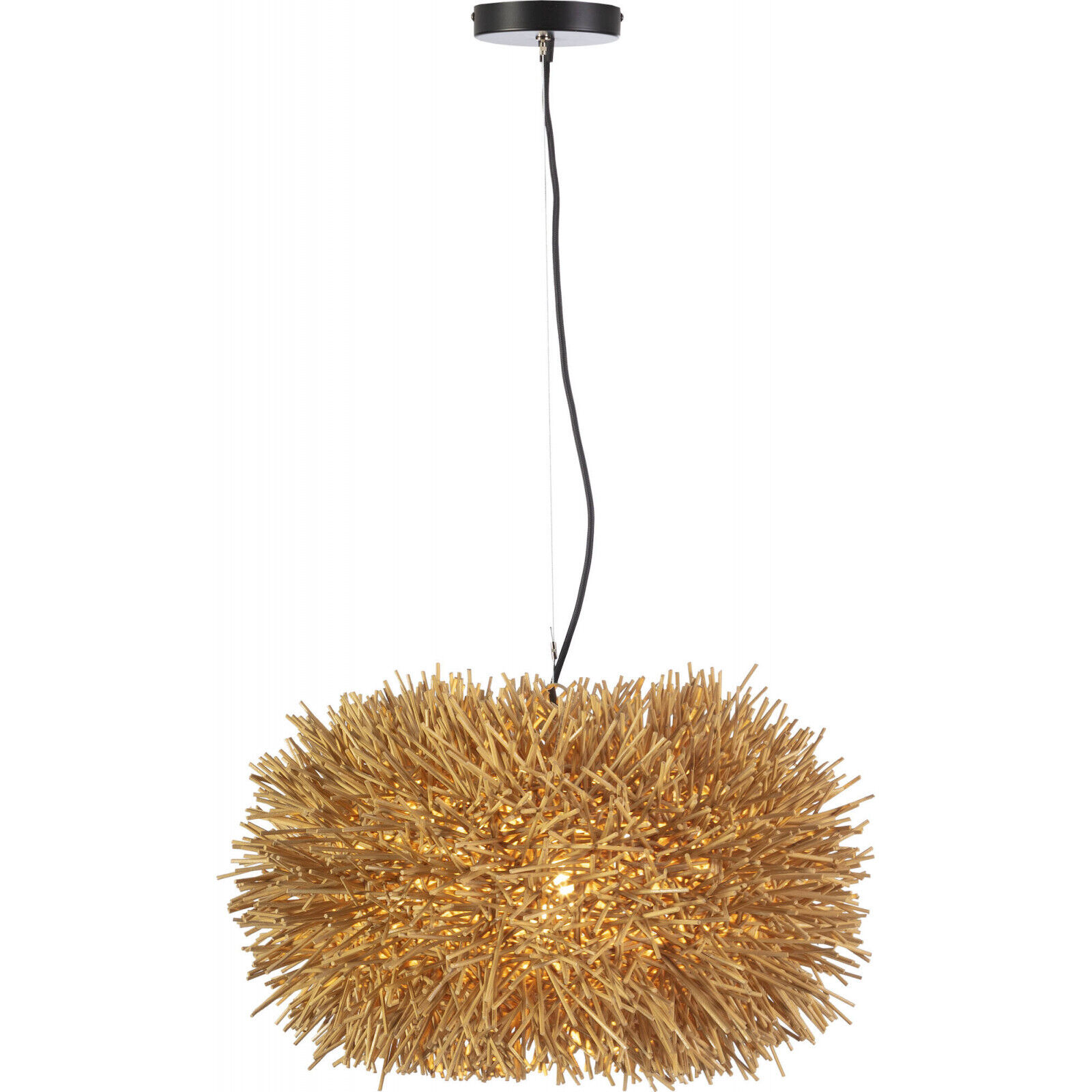 Lampe Suspendue Élégante En Rotin Naturel - Beige Doré Éclatant Avec Nuances Naturelles