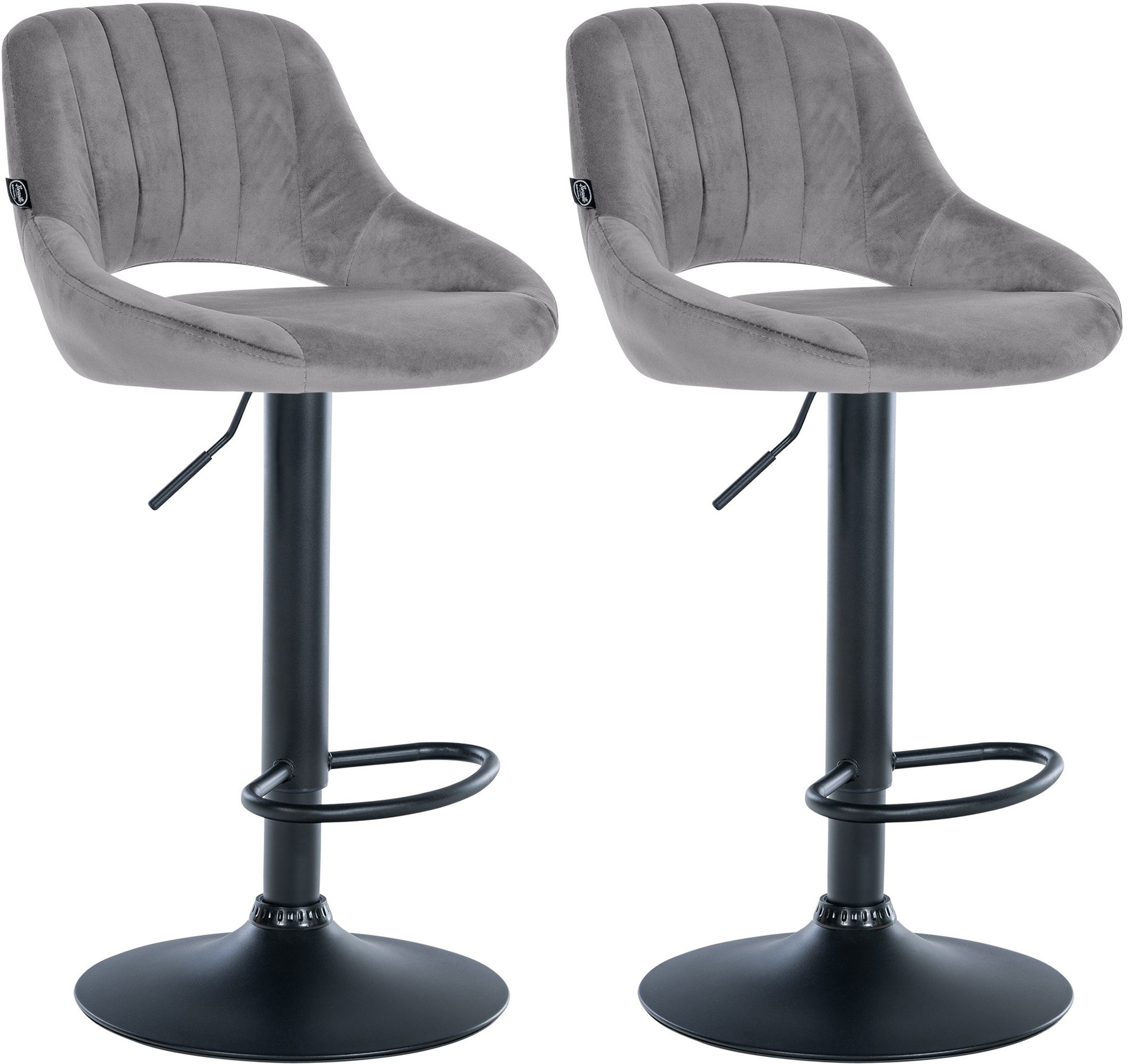 Lot De 2 Tabourets De Bar Milet Velours B Gris Foncé