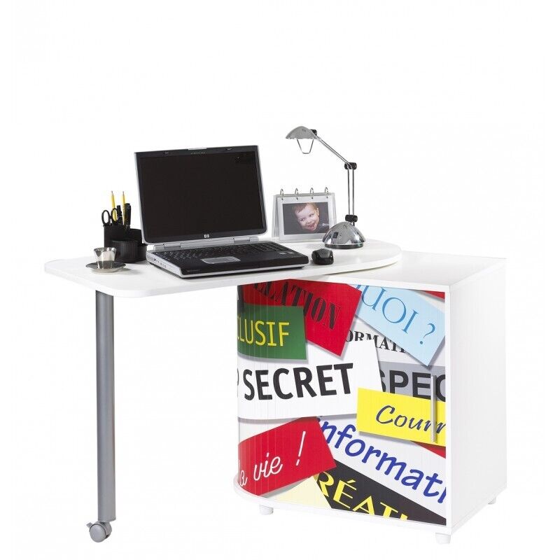 Bureau Informatique Beaux Meubles Pas Chers Top Secret 300 Pivotant Blanc Bois