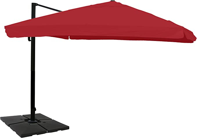 Décoshop26 04_0003533 Parasol De Terrasse Parasol D'aire De Jeux Commerciale Rectangle Noir, Bourgogne