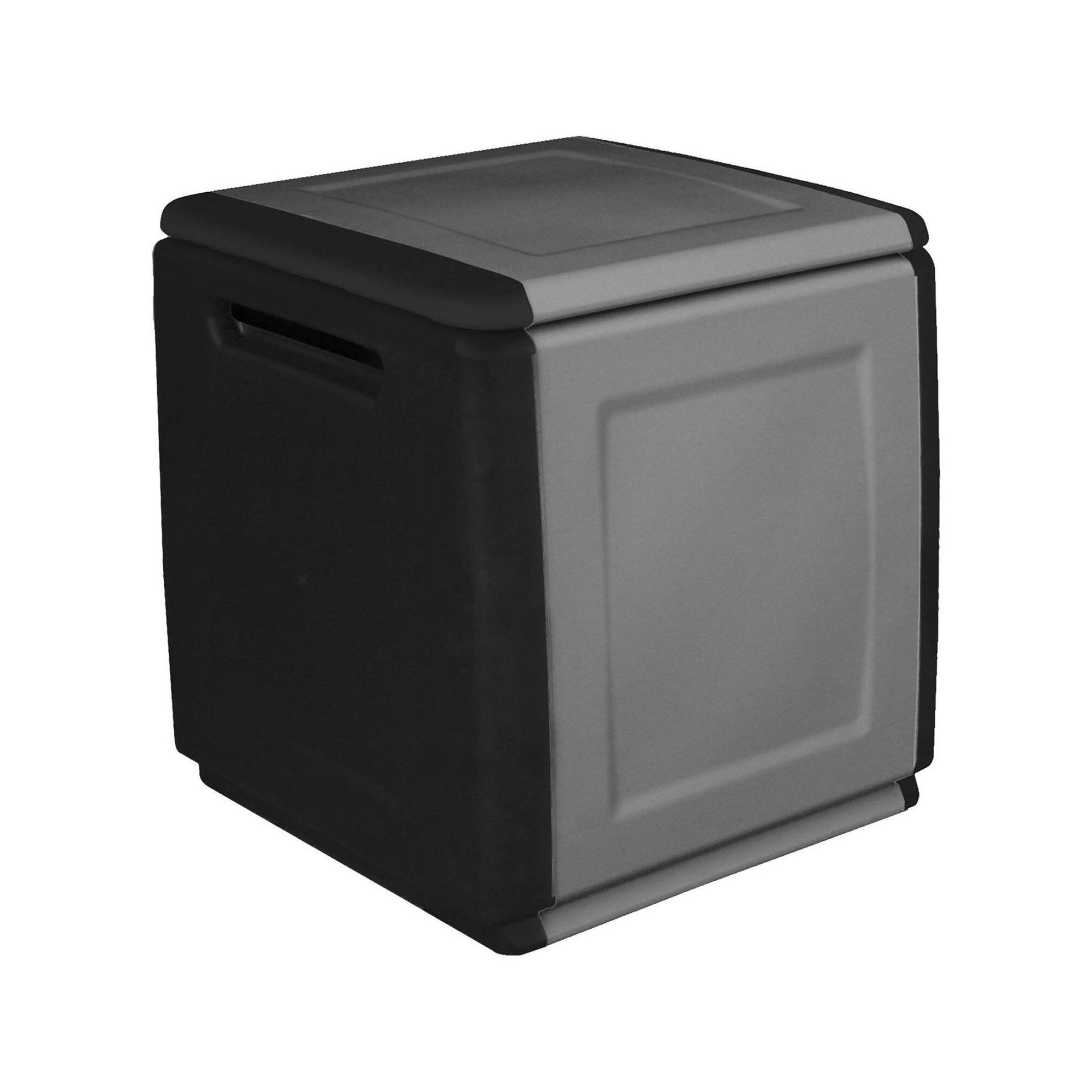 Coffre, En Pvc, Gris Clair Et Noir, 54x53h57 Cm