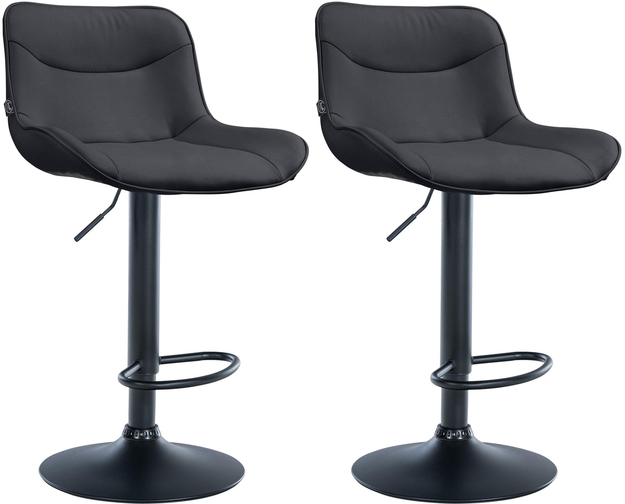 Lot De 2 Tabourets De Bar X1 Avec Coutures Décoratives En Pvc Noir Pied 10_0004453