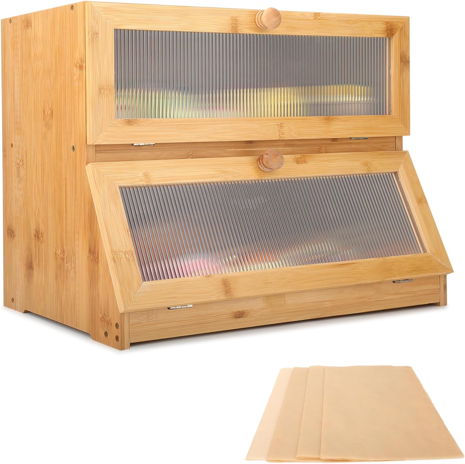Boîtes À Pain Bois 2 Niveaux Marron