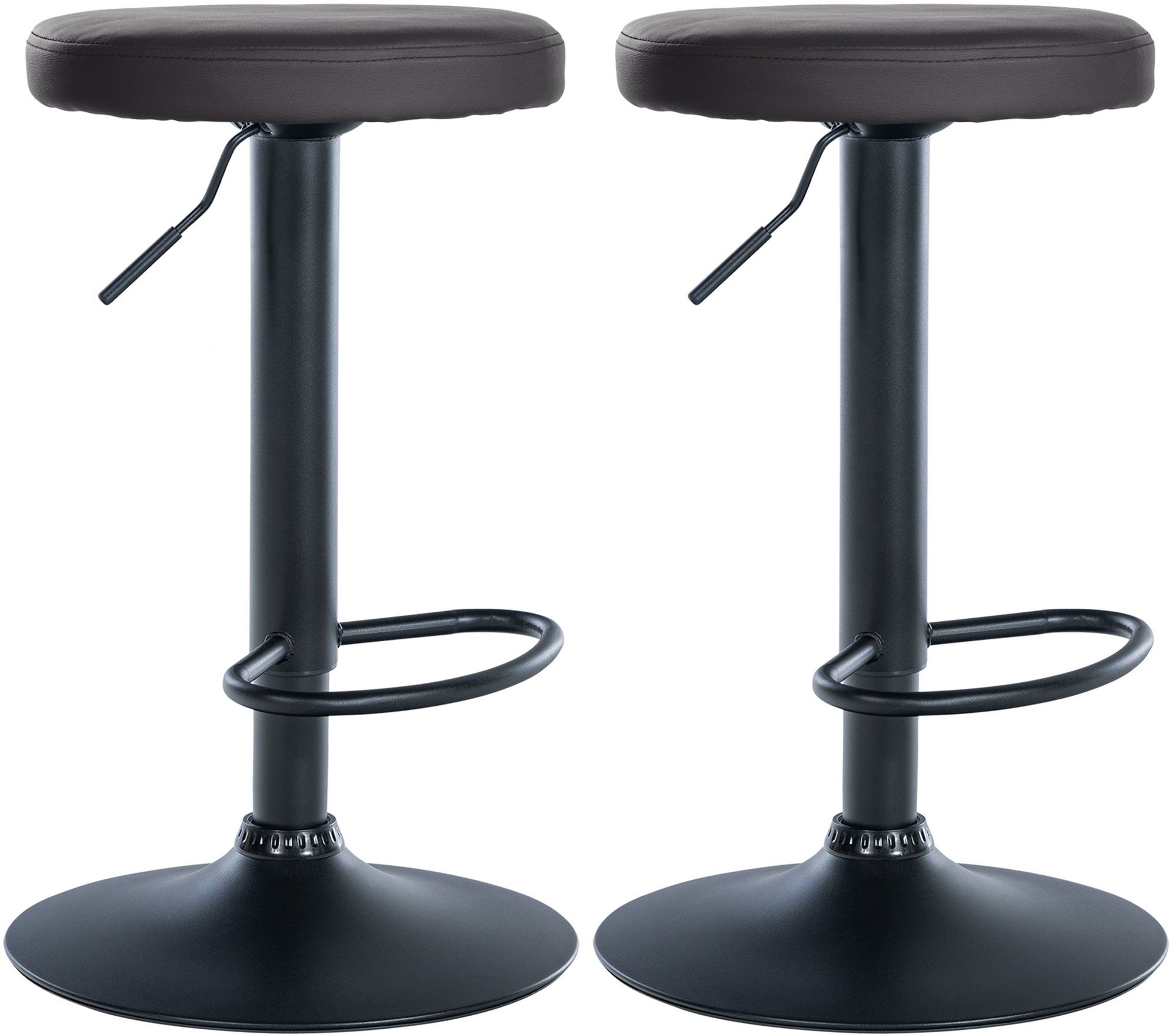 Lot De 2 Tabourets De Bar Ponte Simili Cuir Noir Noir