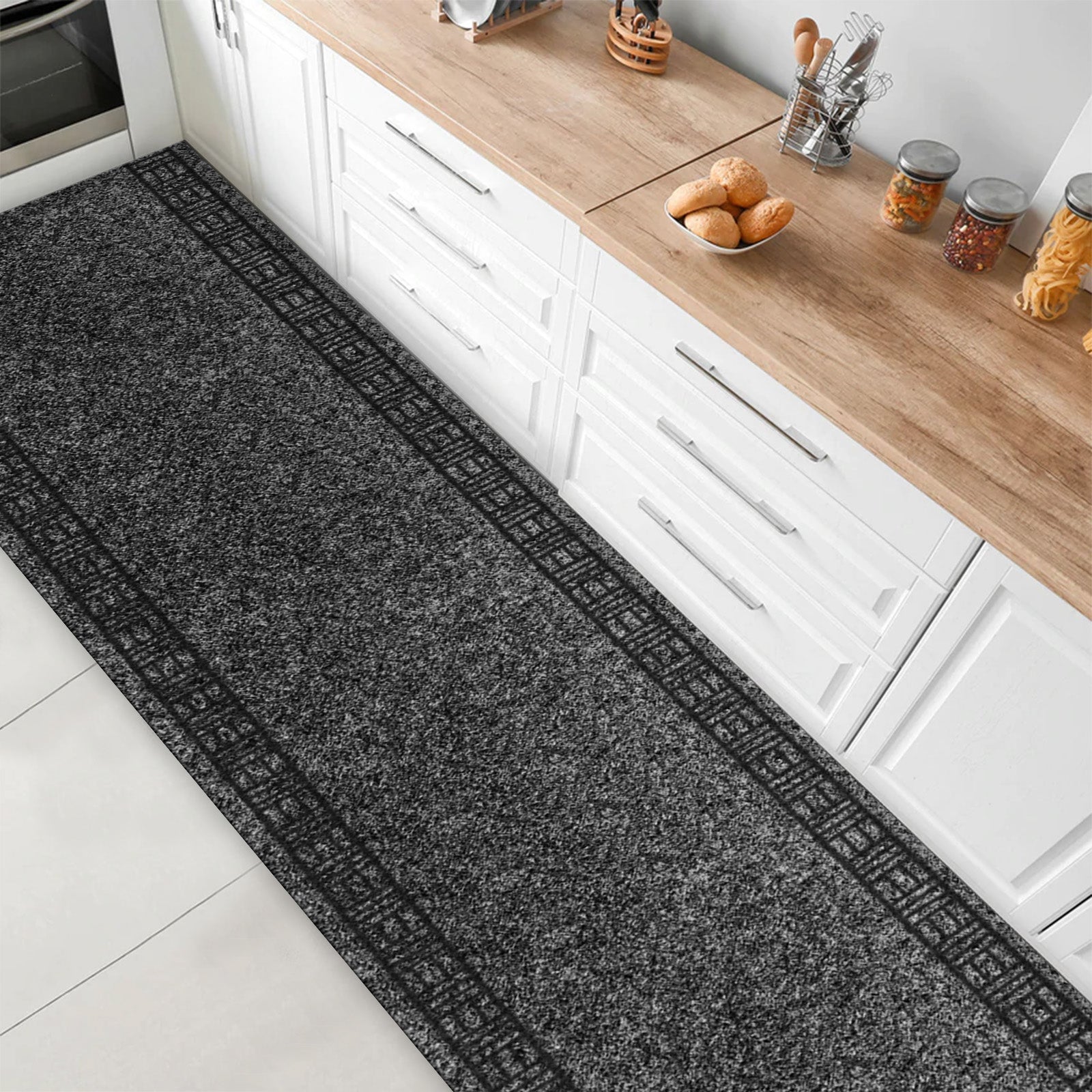 Tapis De Cuisine Sur Mesure, Primaverum, Anthracite 66 X 100 Cm - Floordirekt