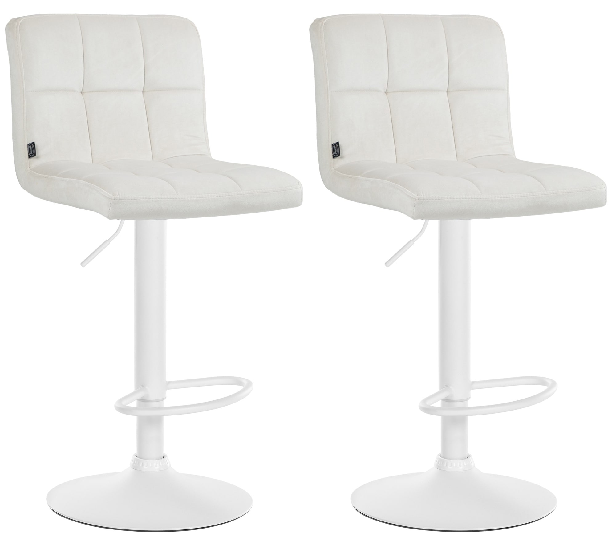 Lot De 2 Tabourets De Bar Peru Velours Blanc Crème