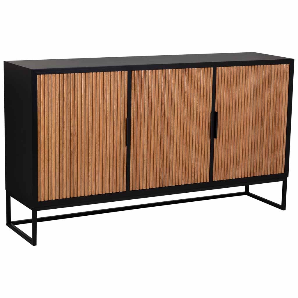 Buffet 3 Portes En Bois Et Métal 160x41,5x90h Cm